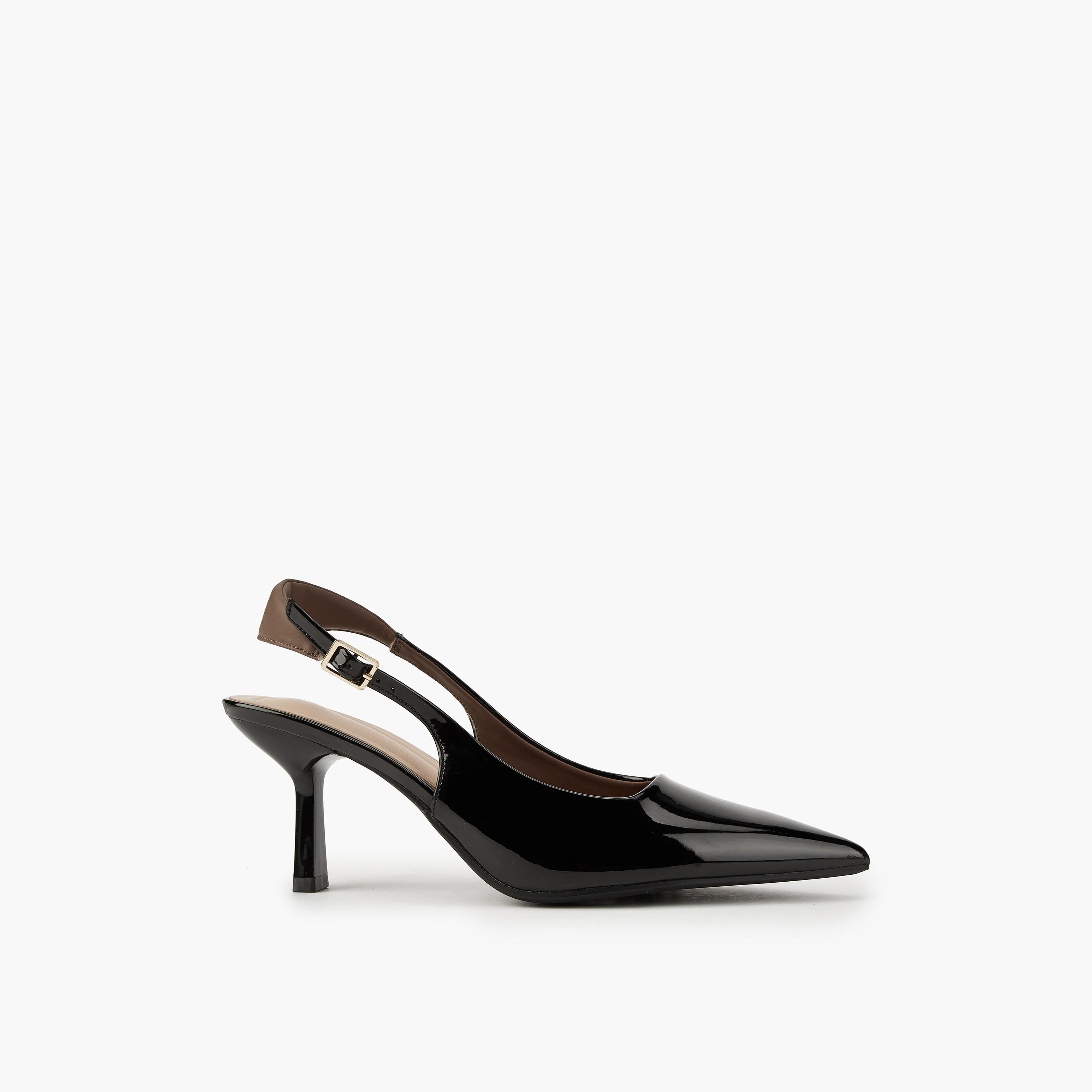 حذاء سادة بمقدمة مدببة وكعب ستيليتو وإبزيم إغلاق من فلورا بيلا-women-shoes-heels-image-2