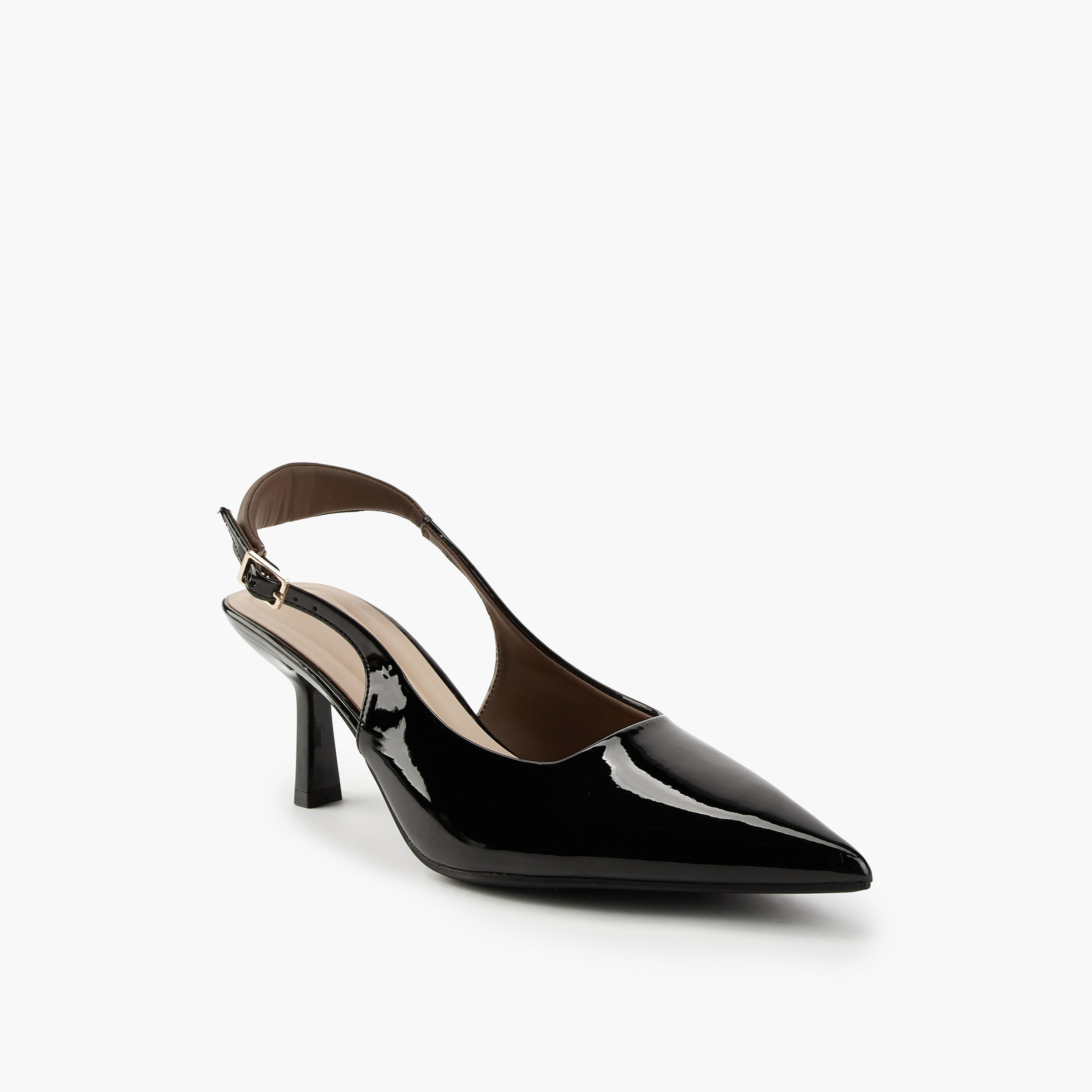 حذاء سادة بمقدمة مدببة وكعب ستيليتو وإبزيم إغلاق من فلورا بيلا-women-shoes-heels-image-3
