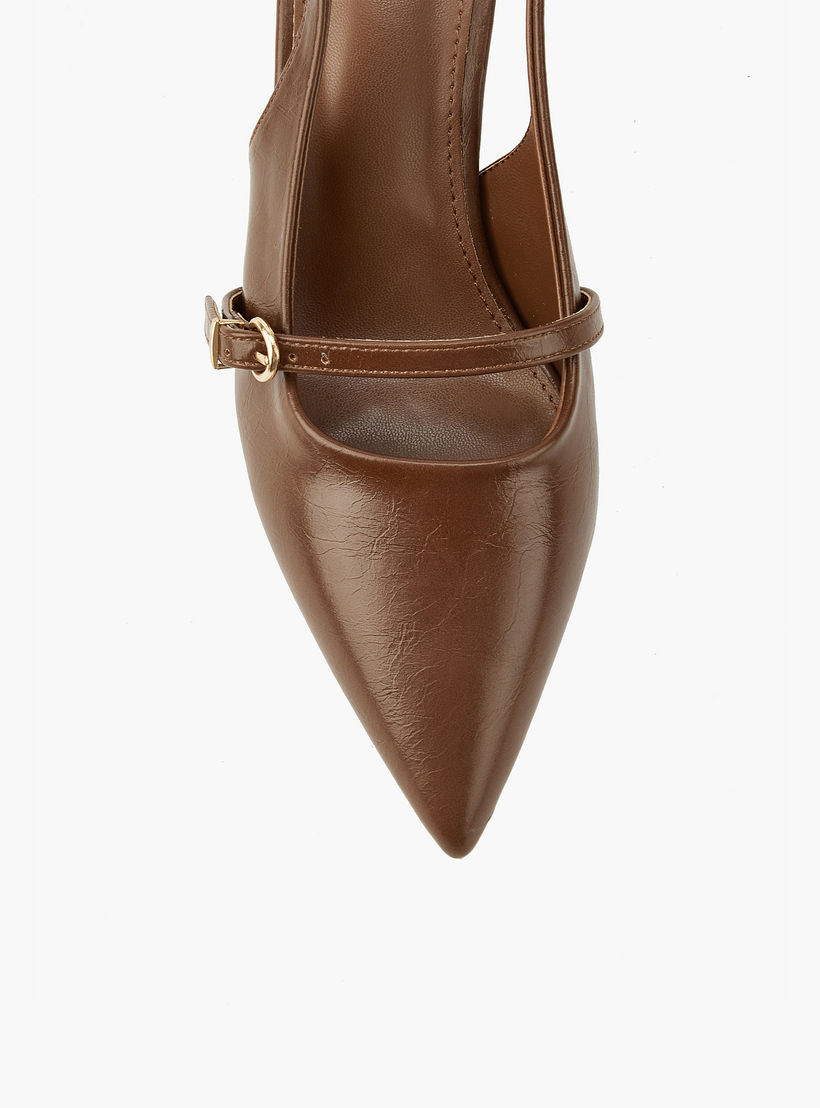 Flora Bella Solid Pointed Toe Shoes with Buckle Closure and Kitten Heels-women-shoes-heels-image-4