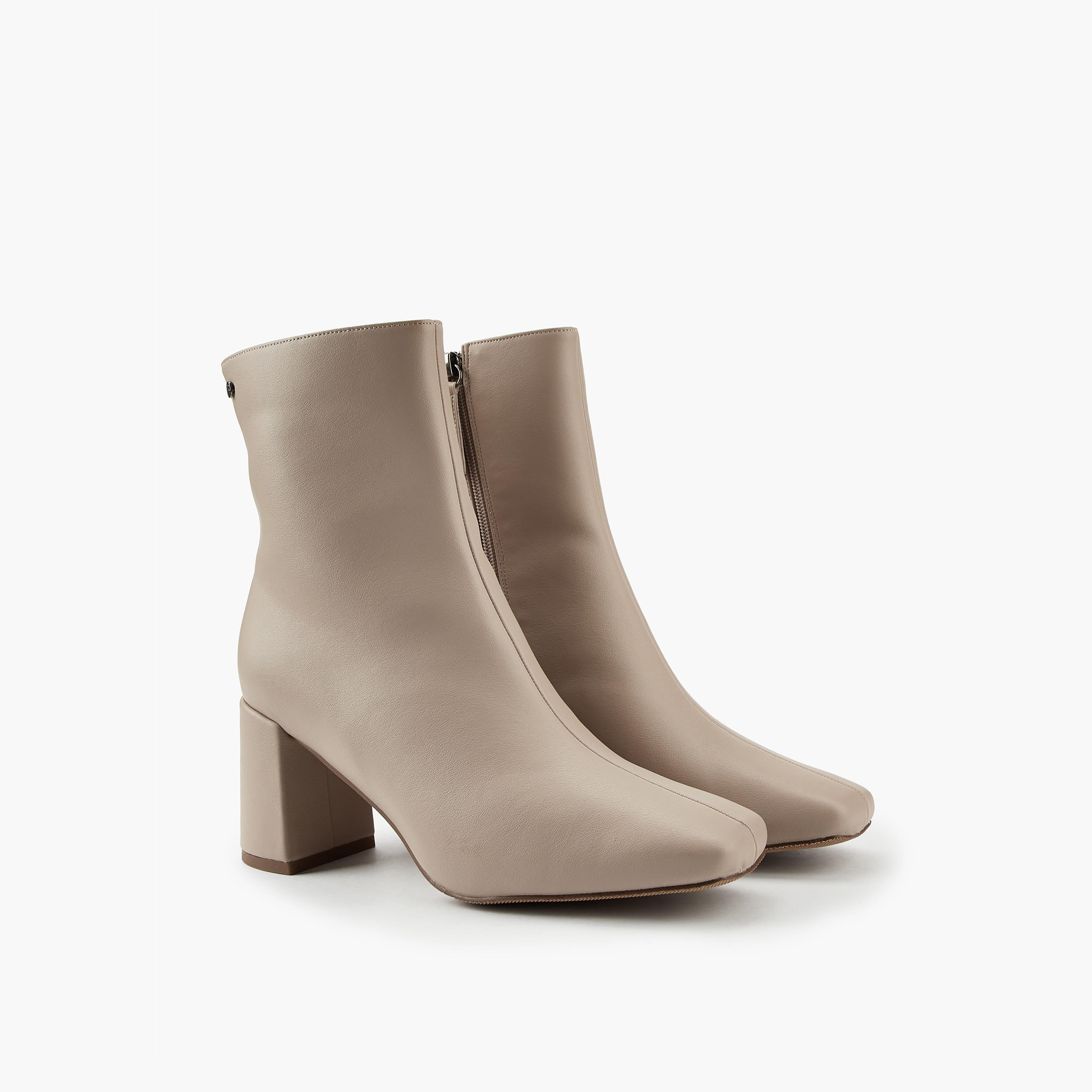 Flora Bella Solid Ankle Boots with Block Heels and Zip Closure-women-shoes-boots-image-3