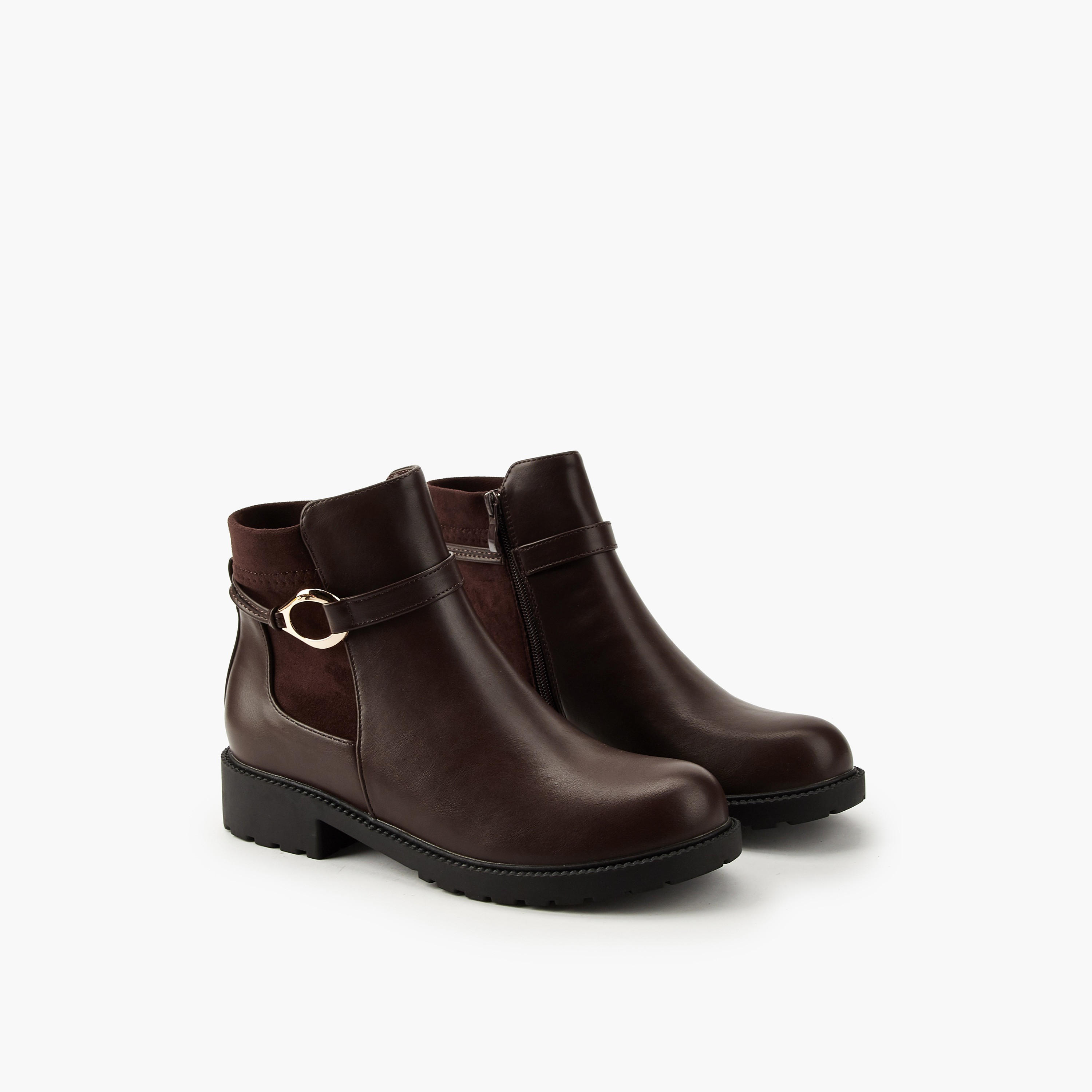 Flora Bella Women Buckle Detail Ankle Boots-women-shoes-boots-image-1