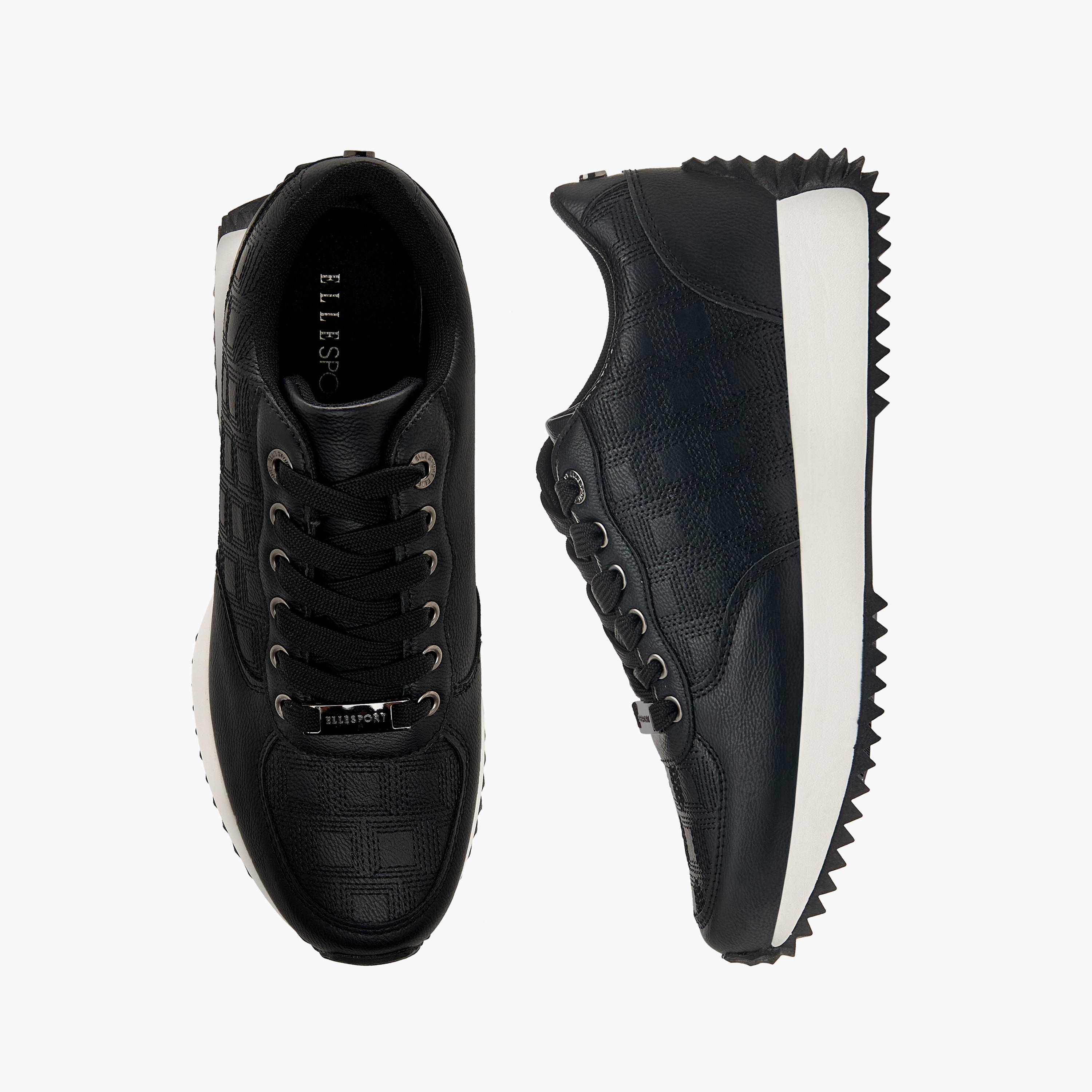 Elle Women's Textured Sneakers with Lace-Up Closure-women-shoes-sneakers-image-1