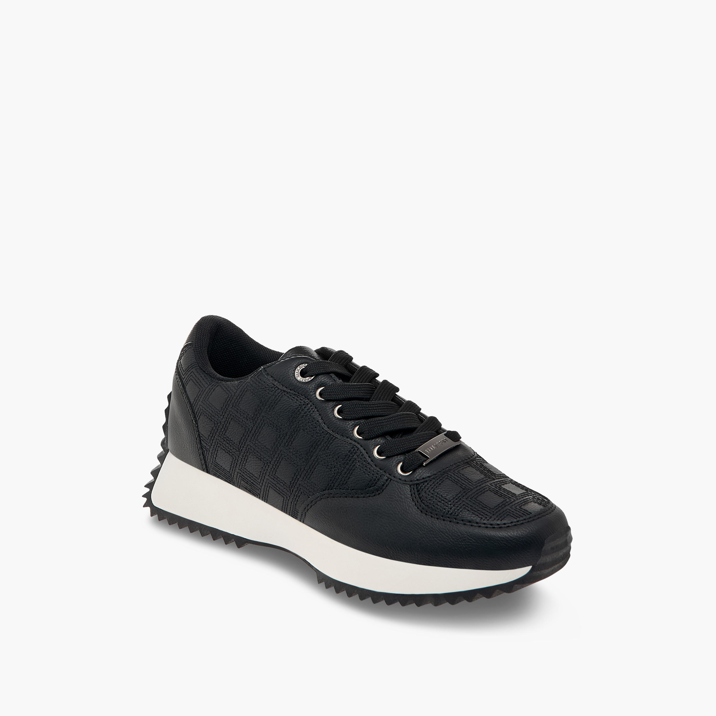 Elle Women's Textured Sneakers with Lace-Up Closure-women-shoes-sneakers-image-2