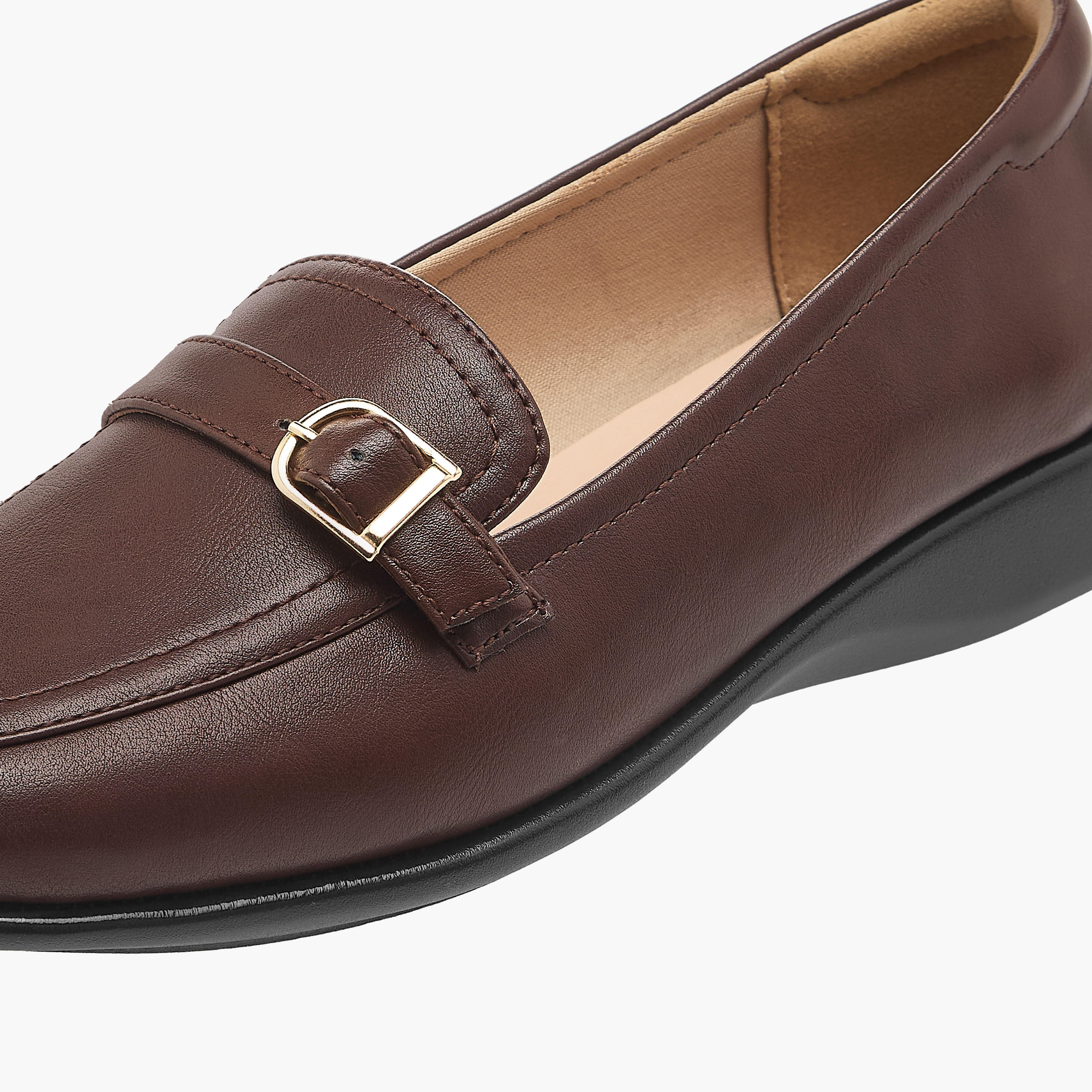 Paprika Solid Slip-On Comfort Loafers with Metal Accent-women-shoes-flats-loafers-image-4