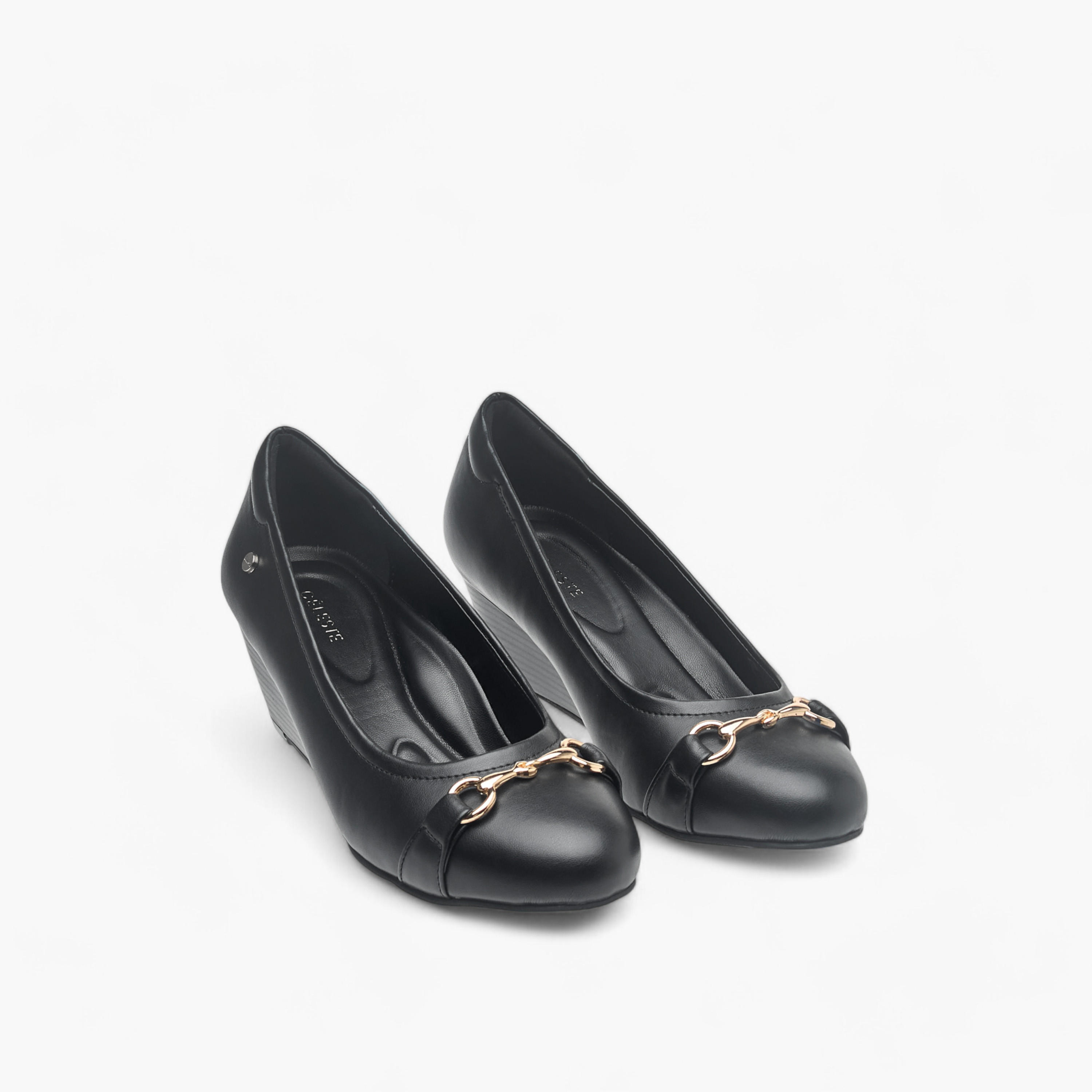 Celeste Women's Metal Accent Slip-On Ballerina Shoes with Wedge Heels-women-shoes-heels-image-1