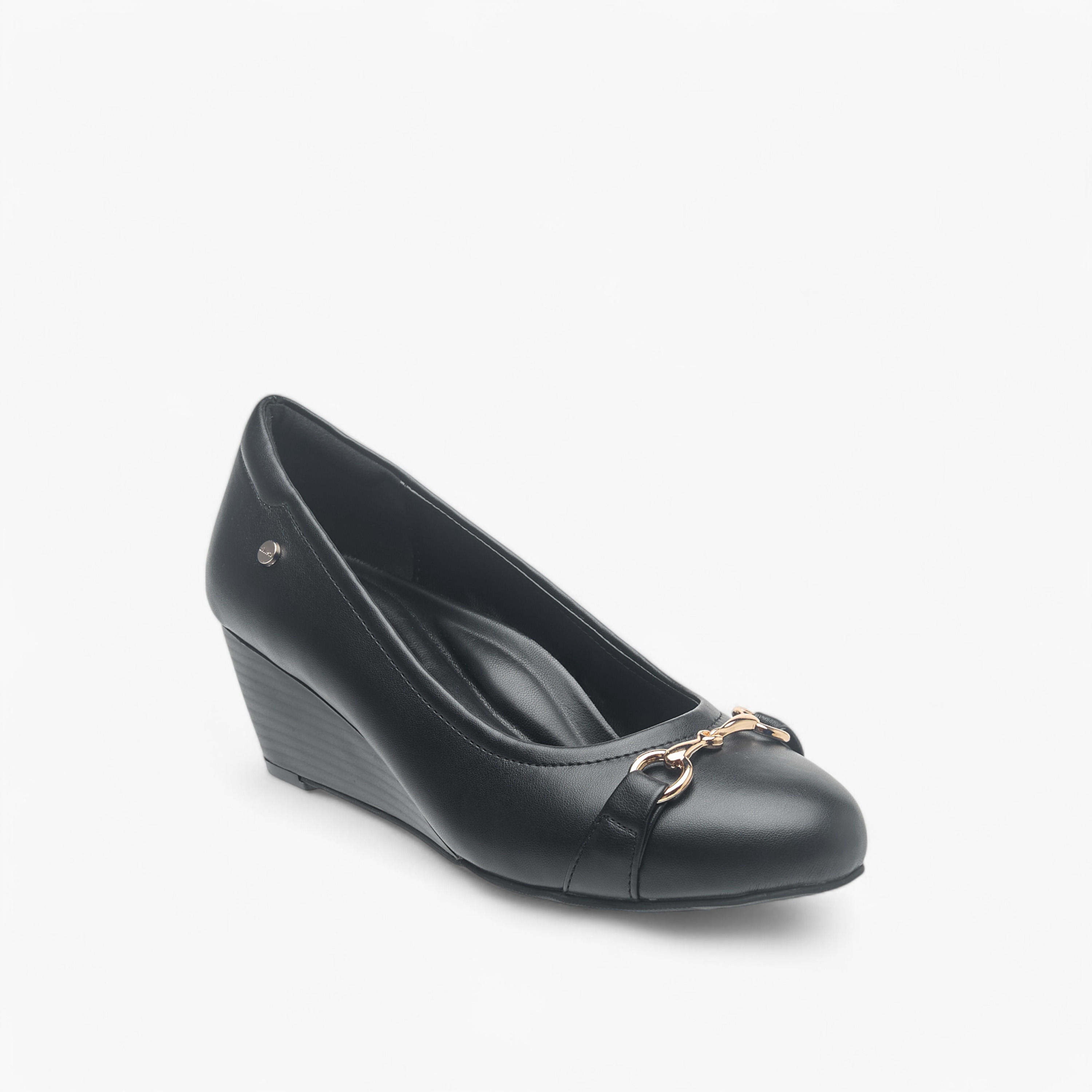 Celeste Women's Metal Accent Slip-On Ballerina Shoes with Wedge Heels-women-shoes-heels-image-2