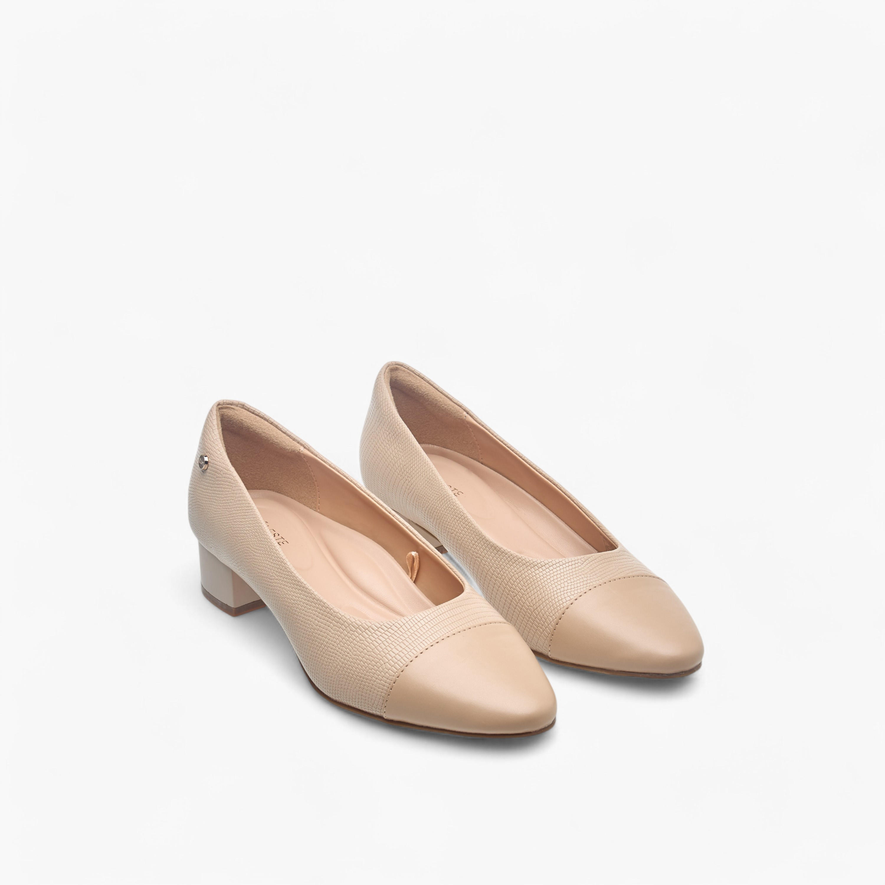 Celeste Women's Textured Slip-On Ballerina Shoes with Block Heels-women-shoes-heels-image-1