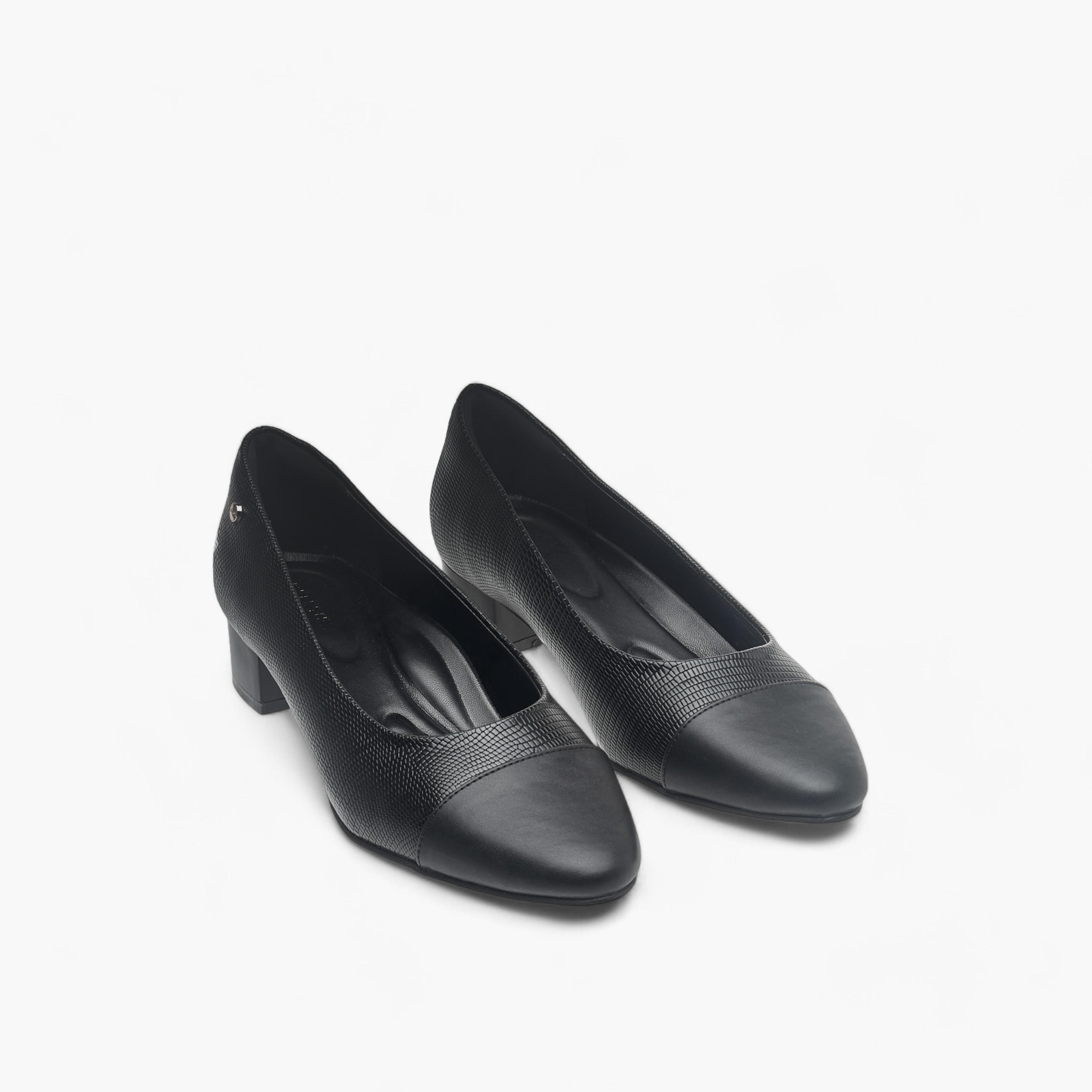 Celeste Women's Textured Slip-On Ballerina Shoes with Block Heels-women-shoes-heels-image-1