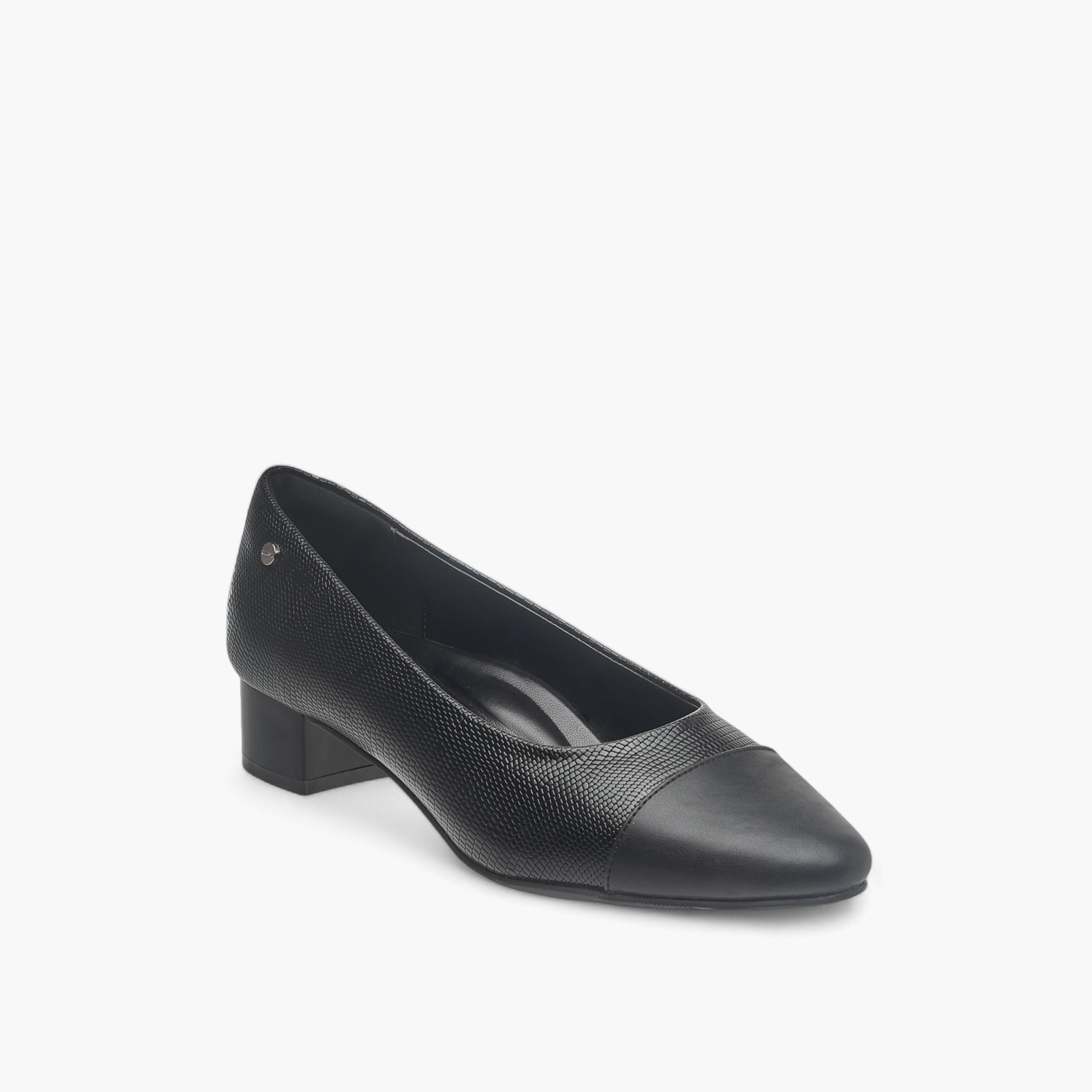 Celeste Women's Textured Slip-On Ballerina Shoes with Block Heels-women-shoes-heels-image-2