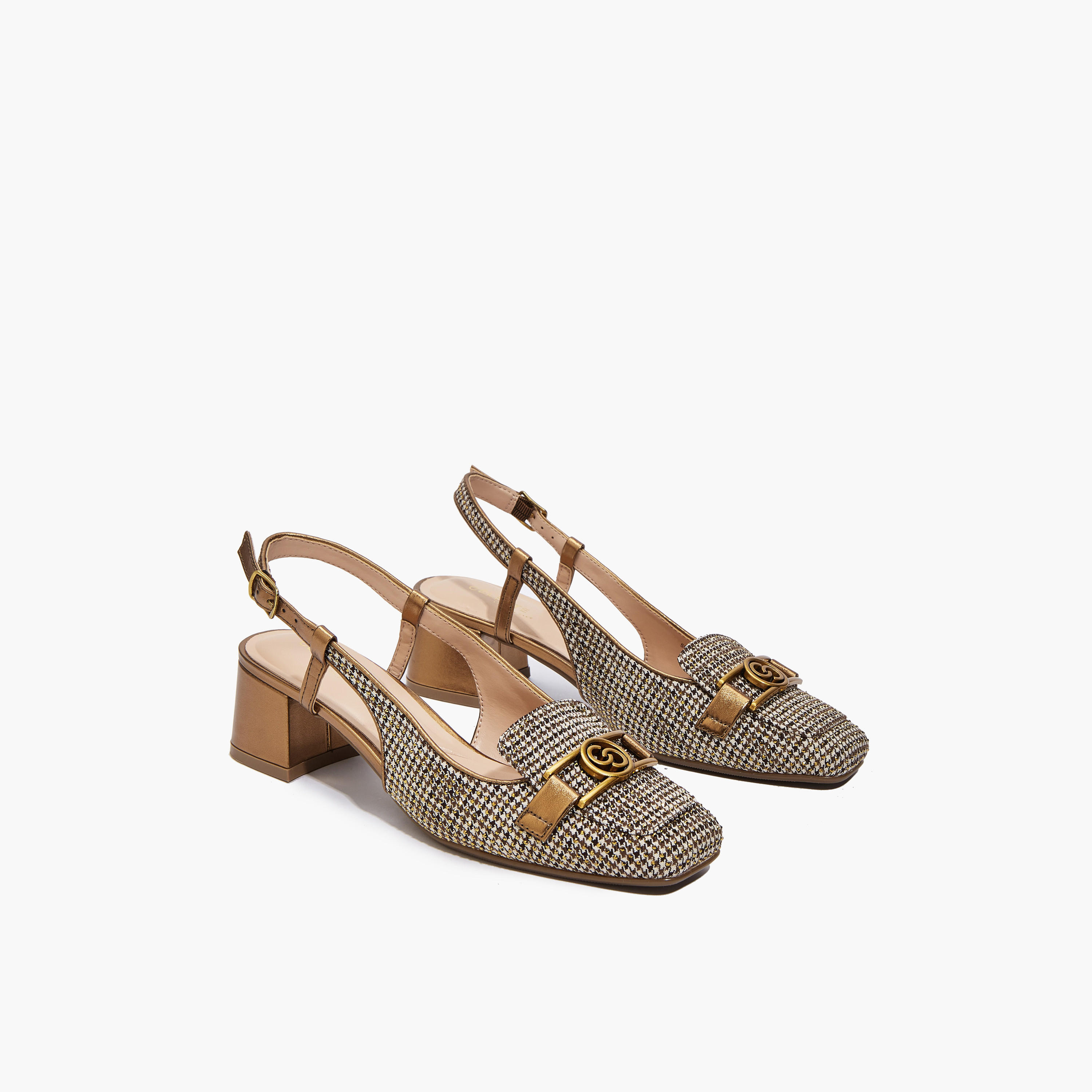 Celeste Women Checked Block Heel Sandals-women-shoes-heels-image-1