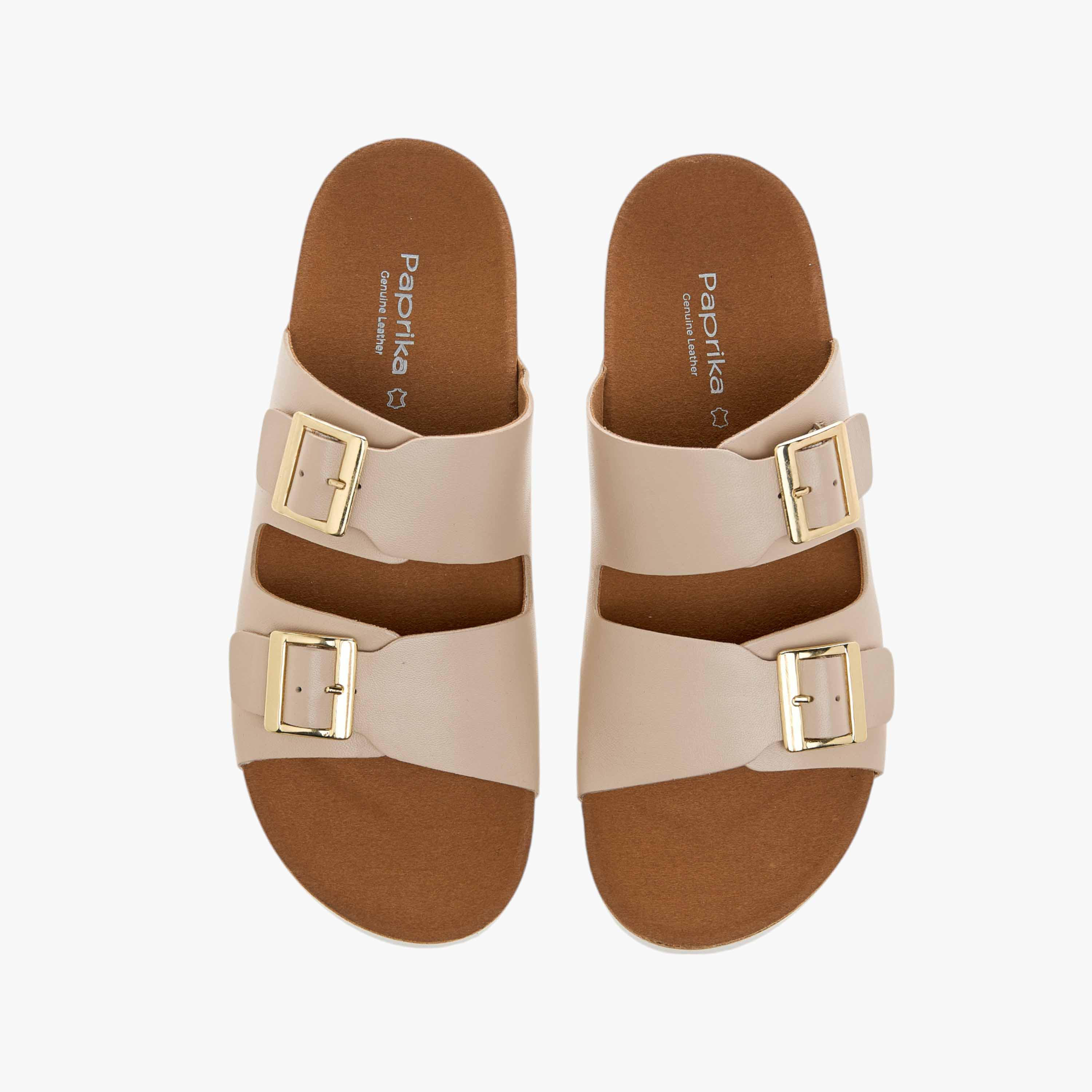 Paprika Buckle Accent Slip-On Comfort Sandals-women-shoes-flats-sandals-image-1
