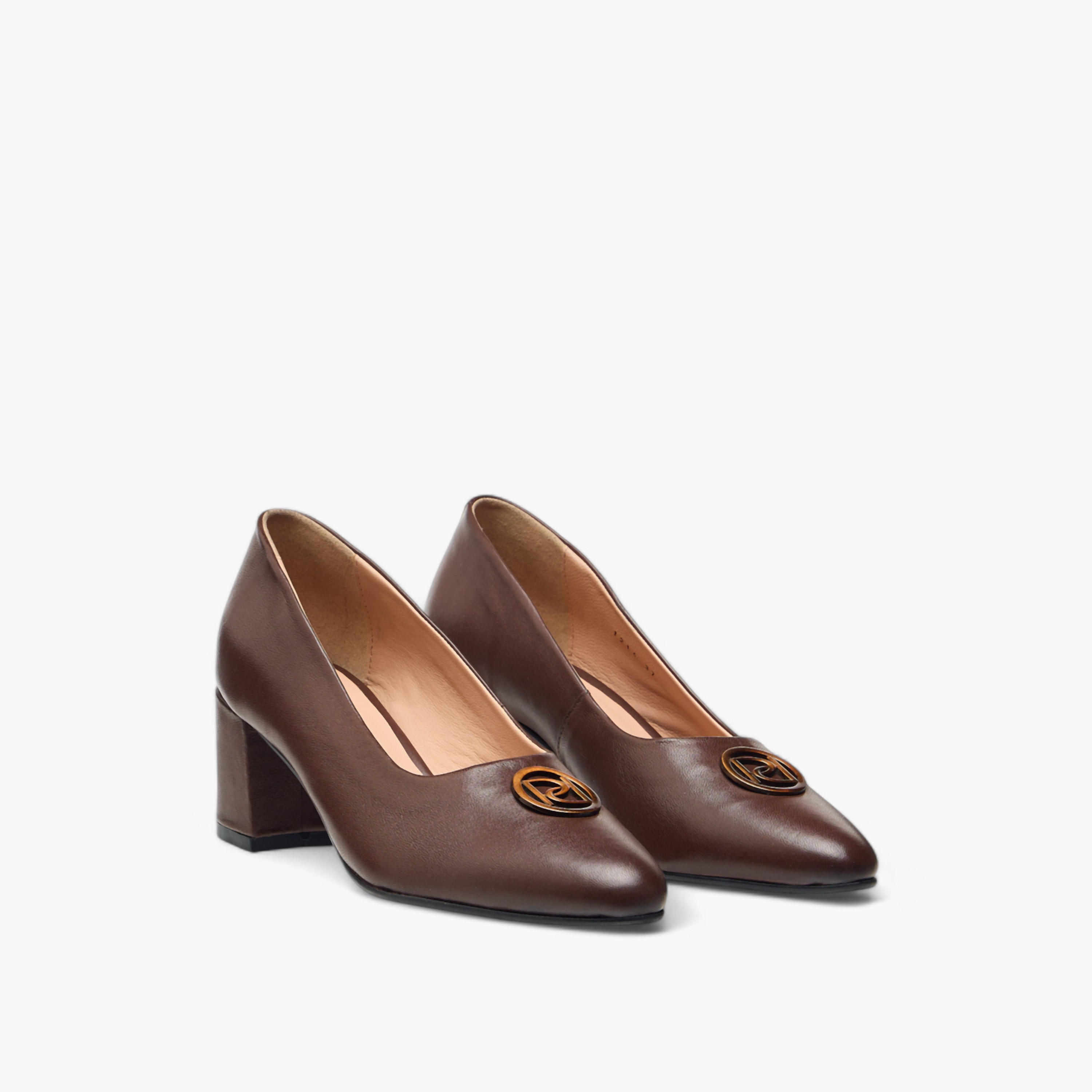 Paprika Solid Slip-On Leather Pumps with Block Heels-women-shoes-sandals-heeled-image-1