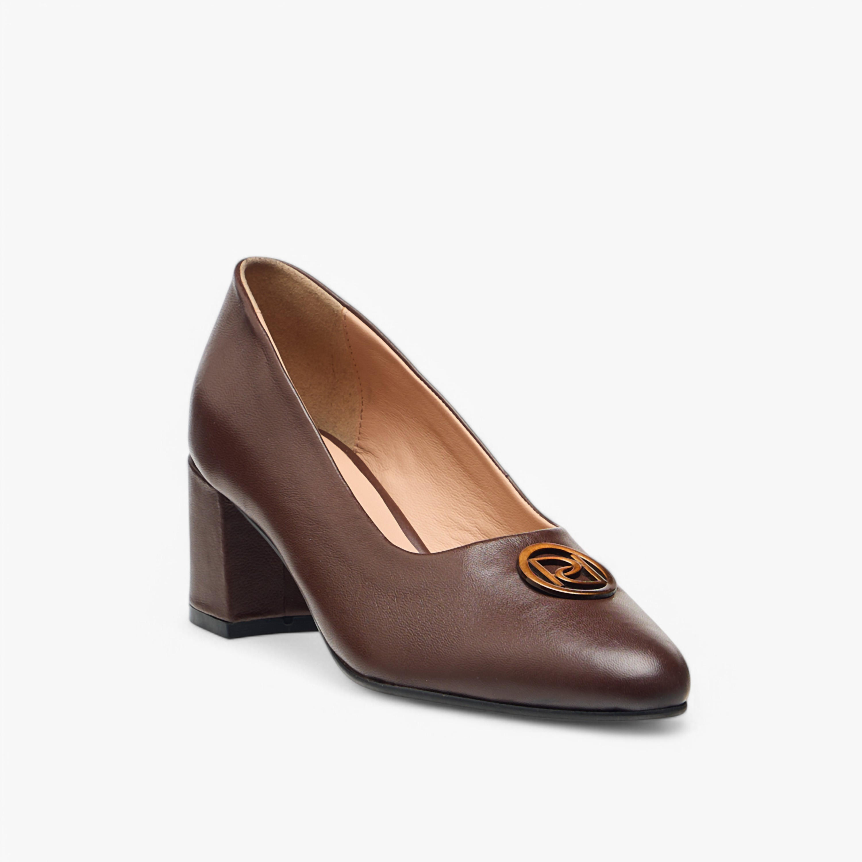 Paprika Solid Slip-On Leather Pumps with Block Heels-women-shoes-sandals-heeled-image-2