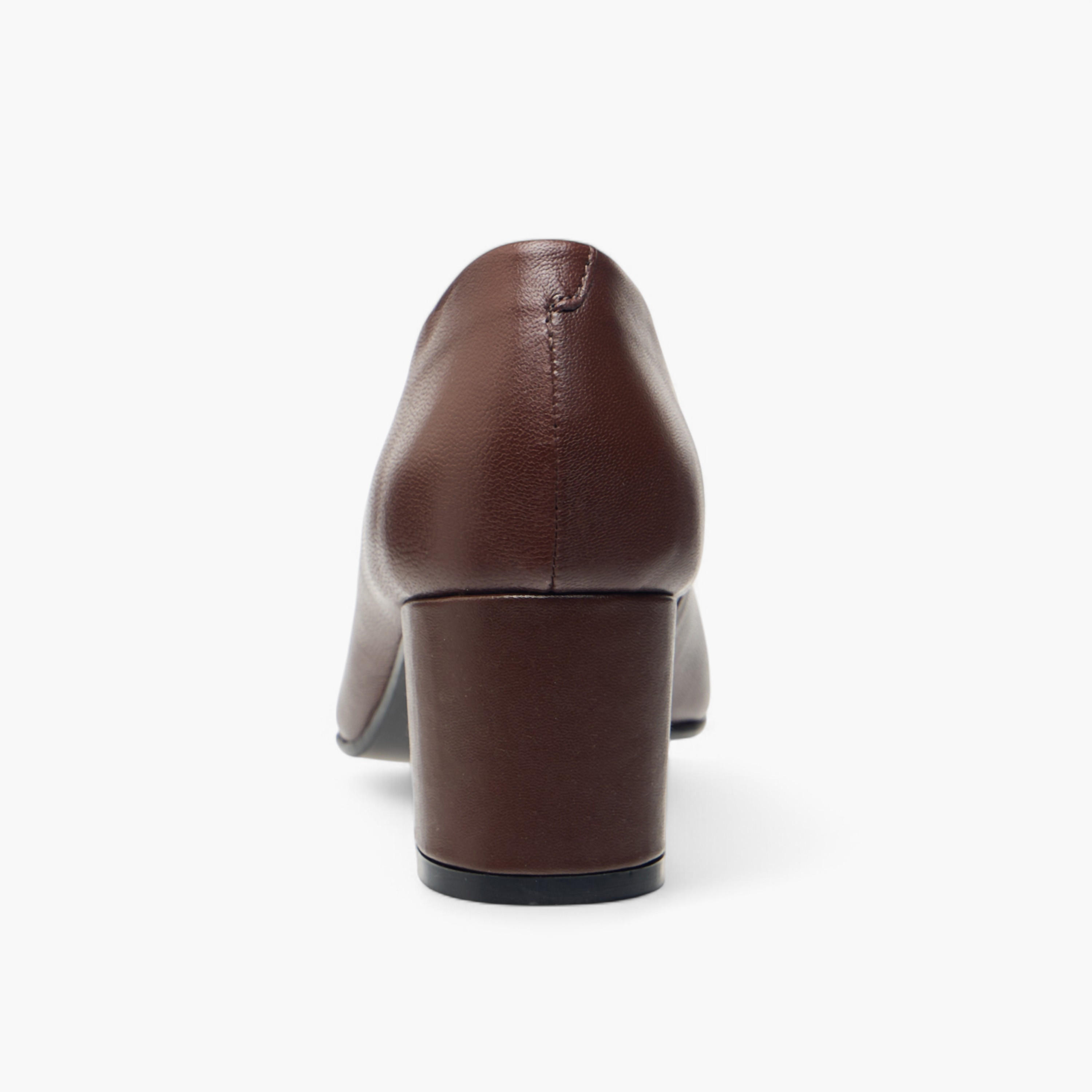 Paprika Solid Slip-On Leather Pumps with Block Heels-women-shoes-sandals-heeled-image-5