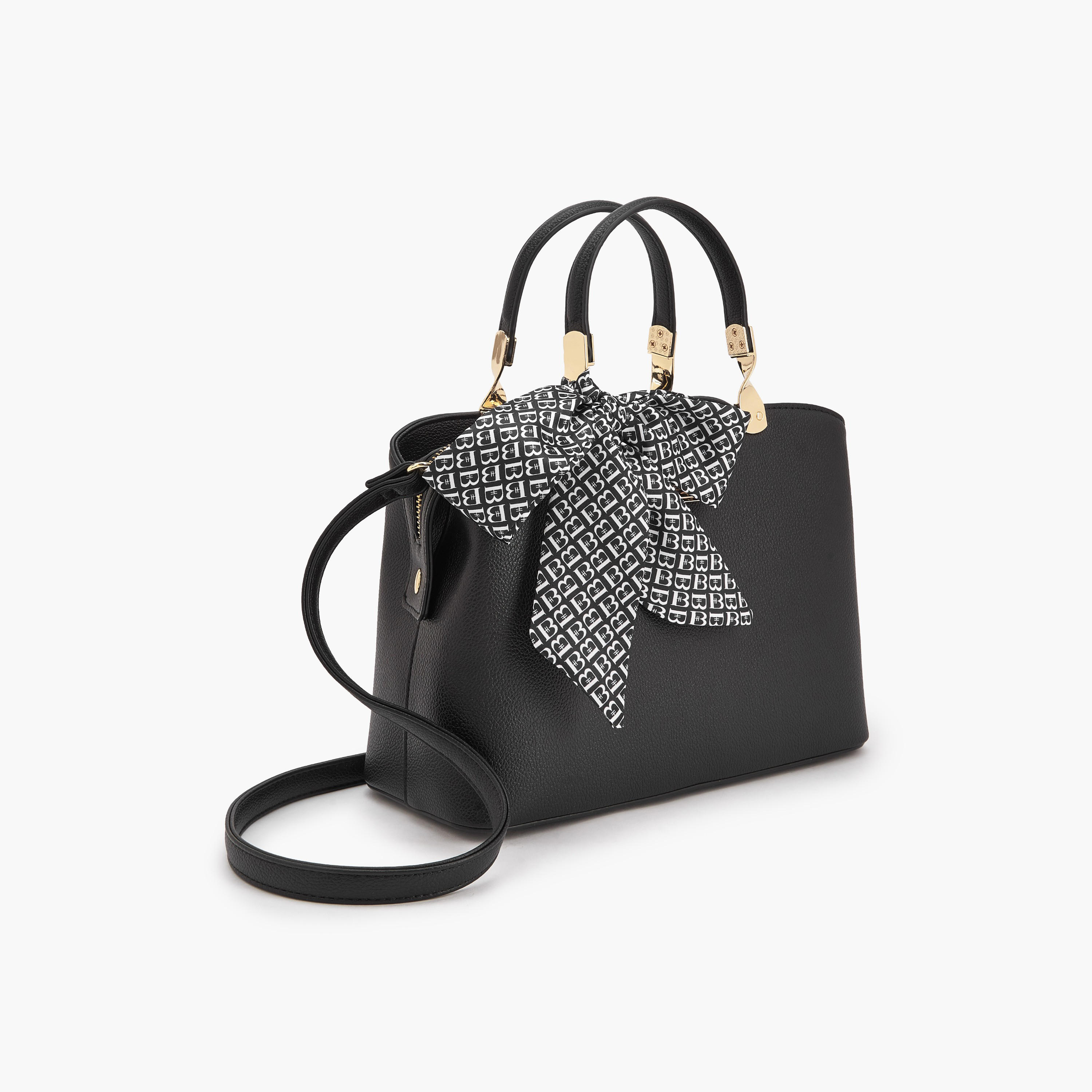 Flora Bella Textured Satchel Bag with Scarf Detail-women-bagsandwallets-handbags-image-3