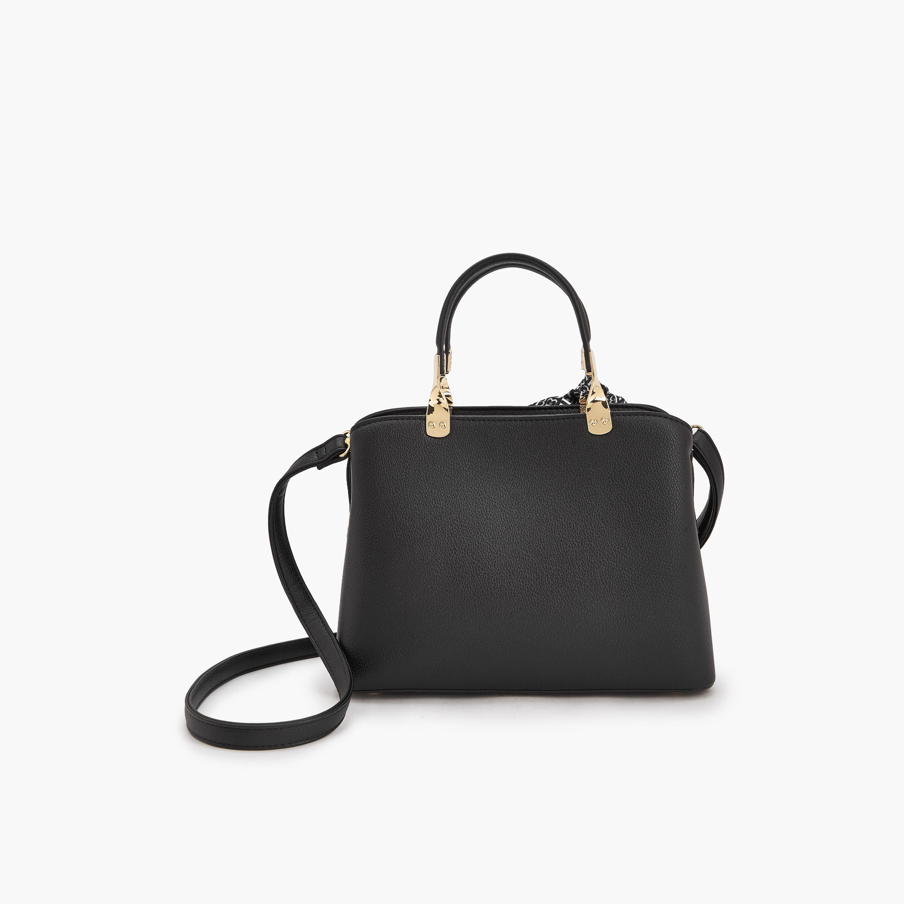 Flora Bella Textured Satchel Bag with Scarf Detail-women-bagsandwallets-handbags-image-5