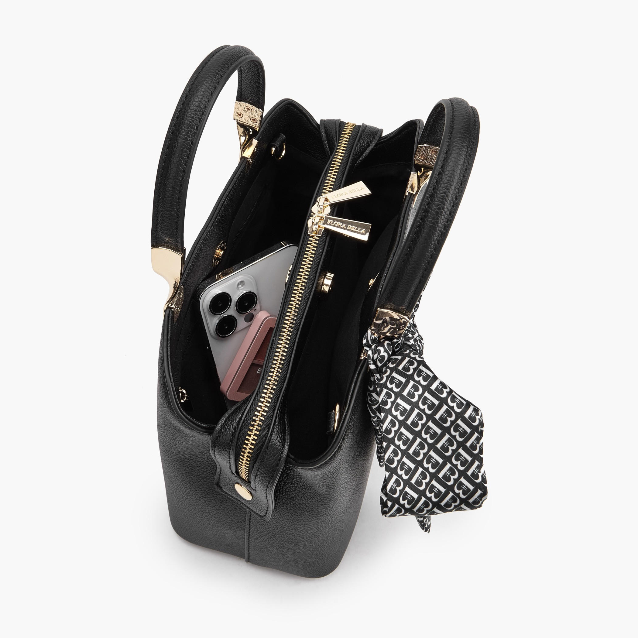 Flora Bella Textured Satchel Bag with Scarf Detail-women-bagsandwallets-handbags-image-7