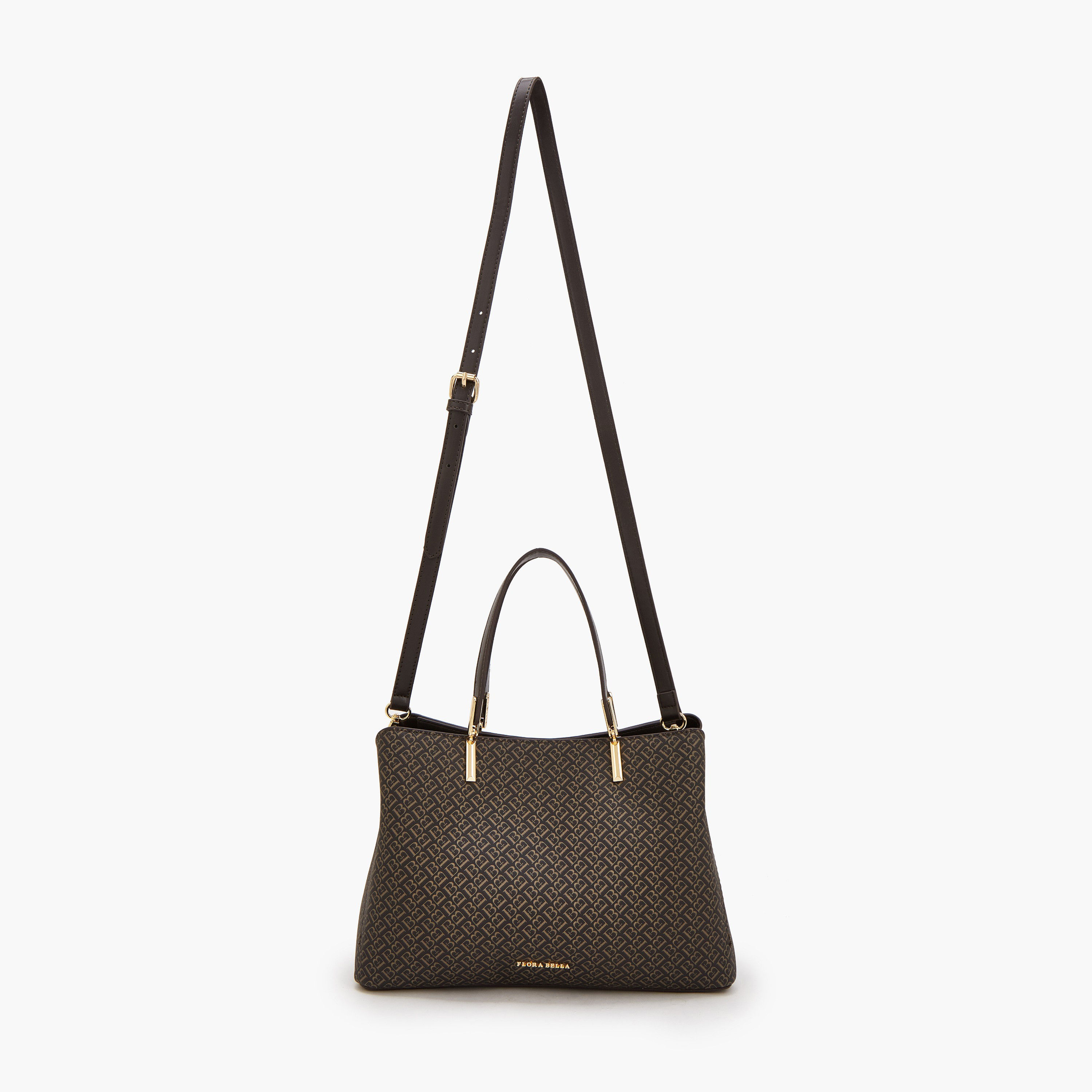 شنطة يد بطبعات مونوجرام مع حزام قابل للفصل من فلورا بيلا-women-bagsandwallets-handbags-image-9