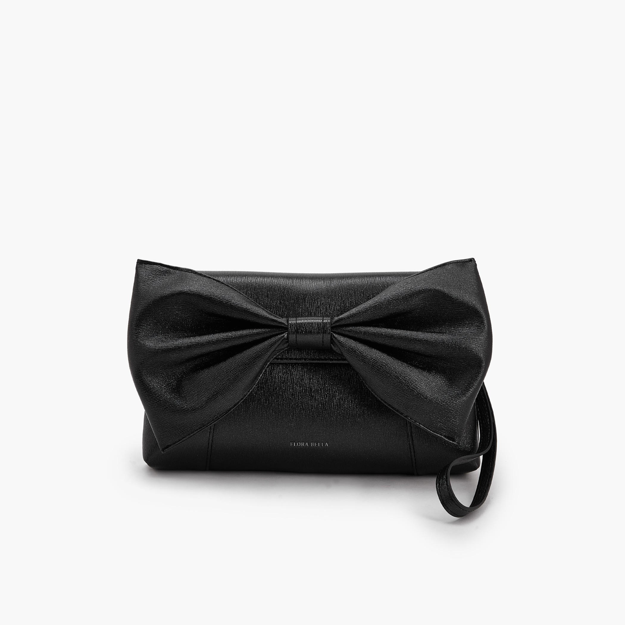 شنطة كلاتش بتزيينات فيونكة وحزام قابل للفصل من فلورا بيلا-women-bagsandwallets-handbags-image-1