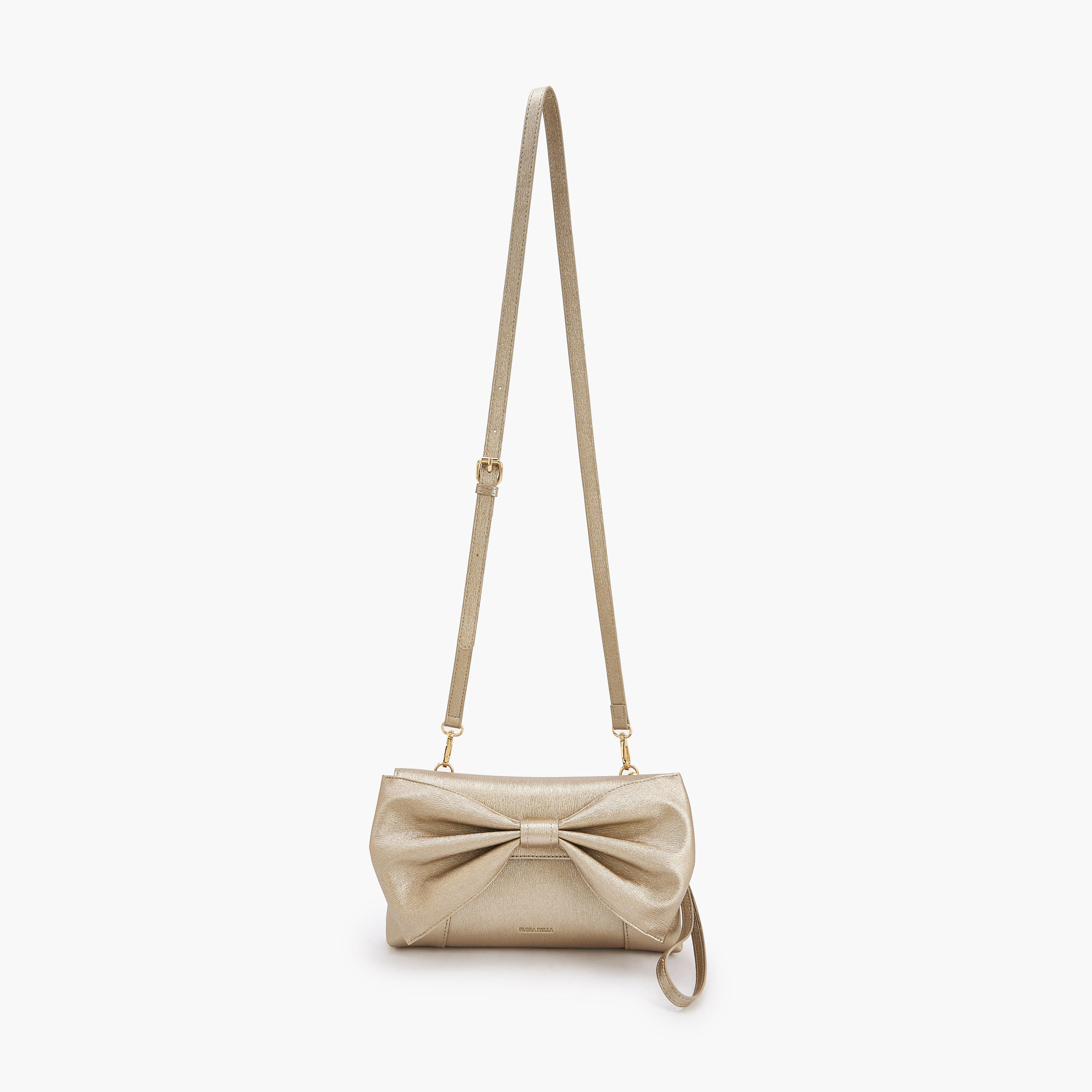 شنطة كلاتش بتزيينات فيونكة وحزام قابل للفصل من فلورا بيلا-women-bagsandwallets-handbags-image-2