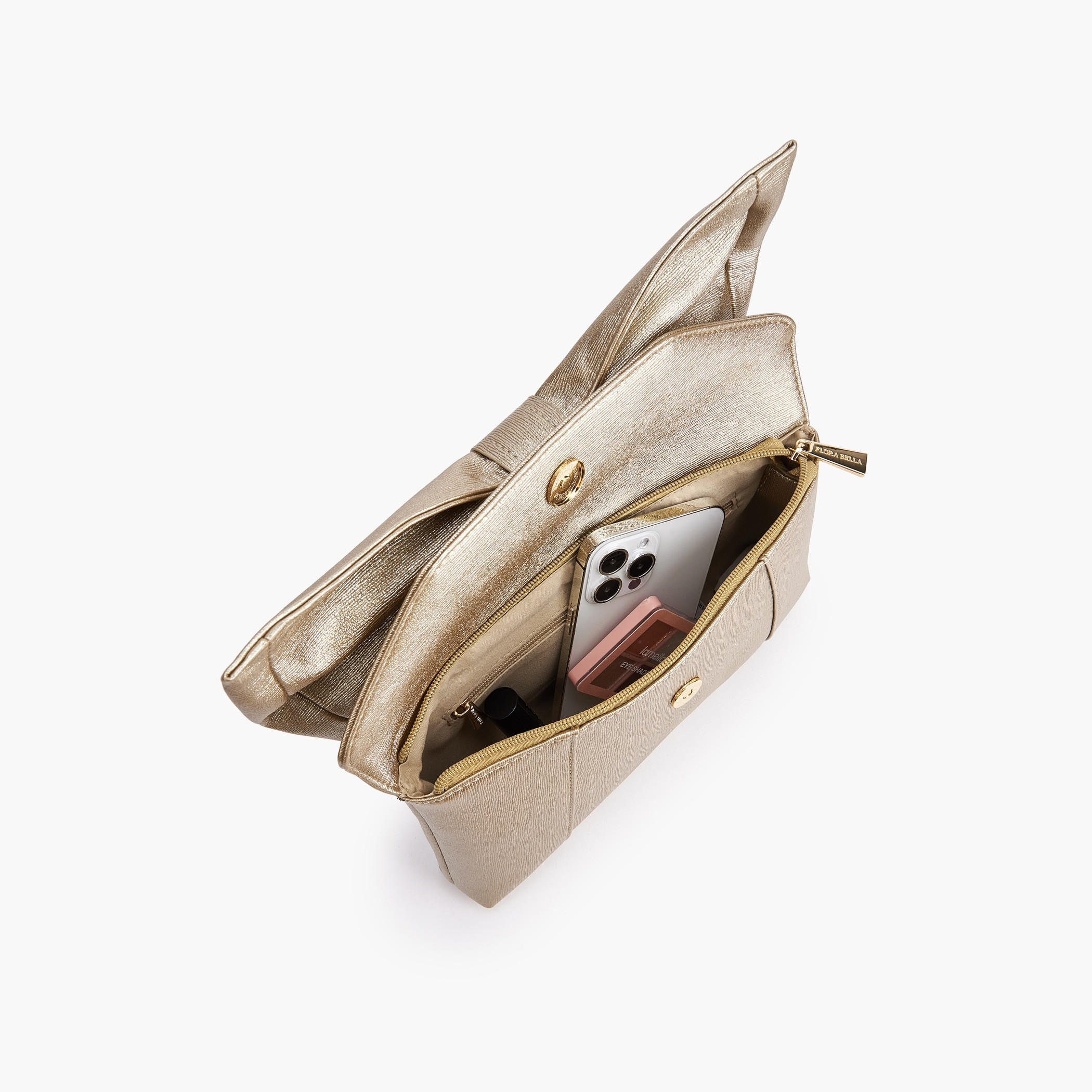 شنطة كلاتش بتزيينات فيونكة وحزام قابل للفصل من فلورا بيلا-women-bagsandwallets-handbags-image-7