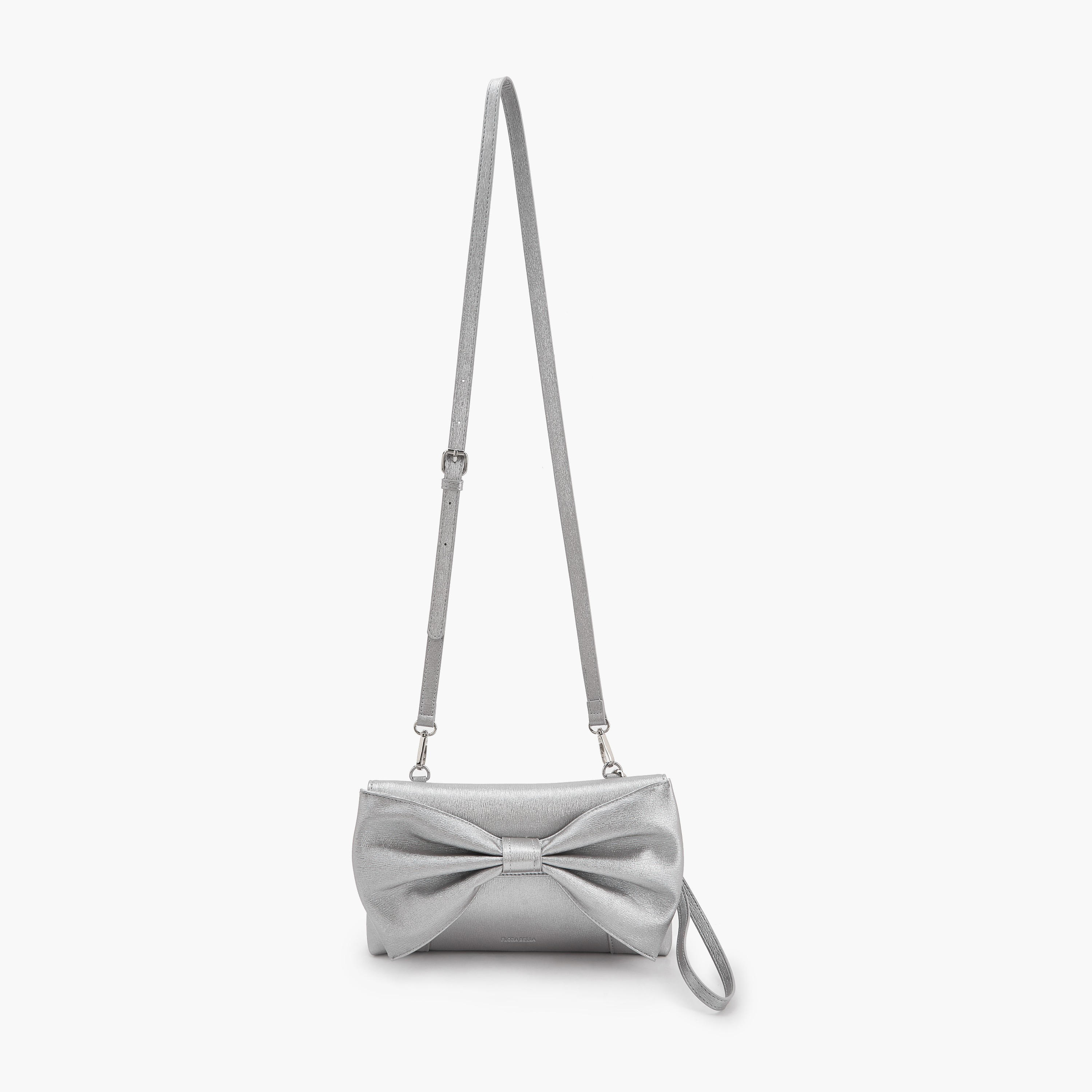 شنطة كلاتش بتزيينات فيونكة وحزام قابل للفصل من فلورا بيلا-women-bagsandwallets-handbags-image-2