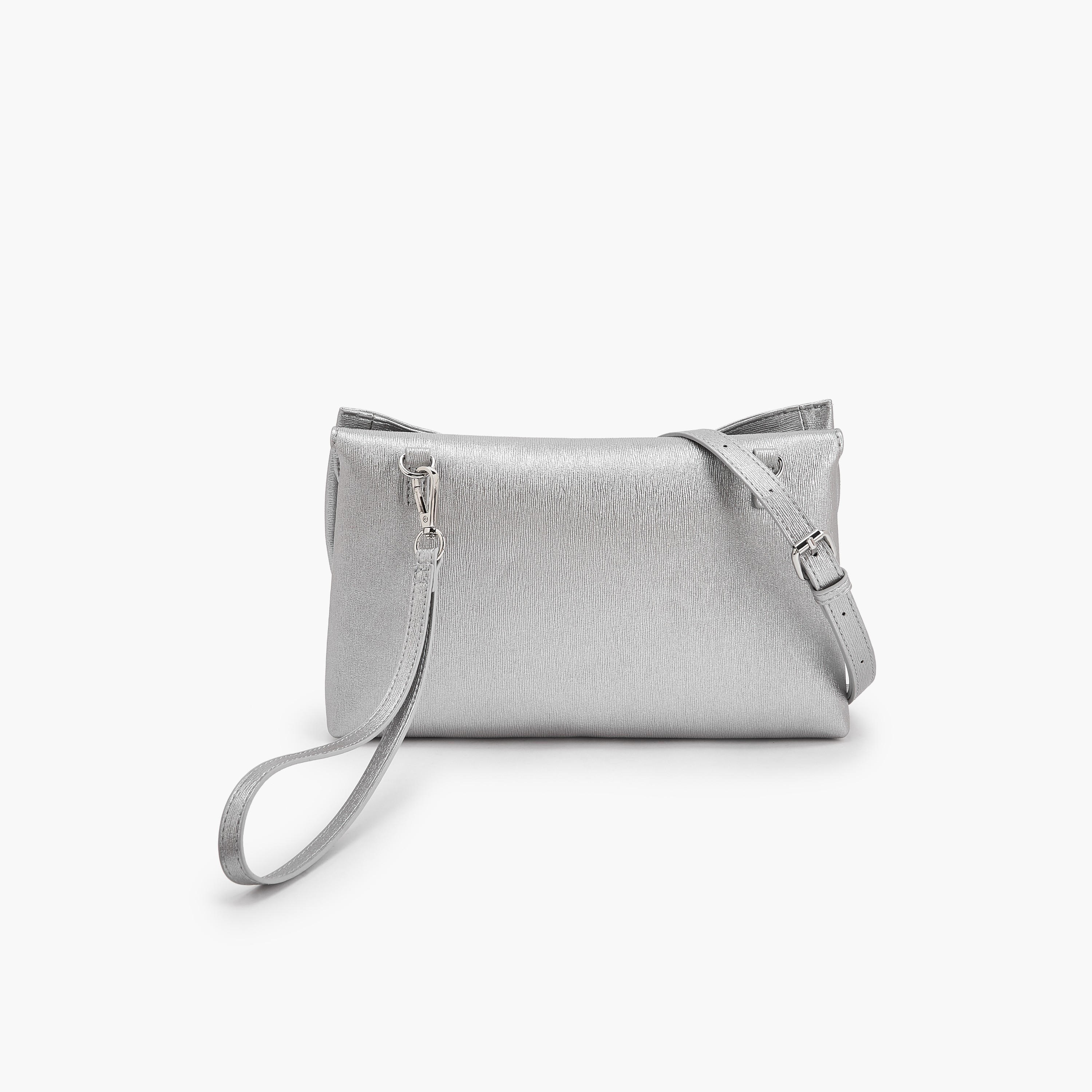 شنطة كلاتش بتزيينات فيونكة وحزام قابل للفصل من فلورا بيلا-women-bagsandwallets-handbags-image-6