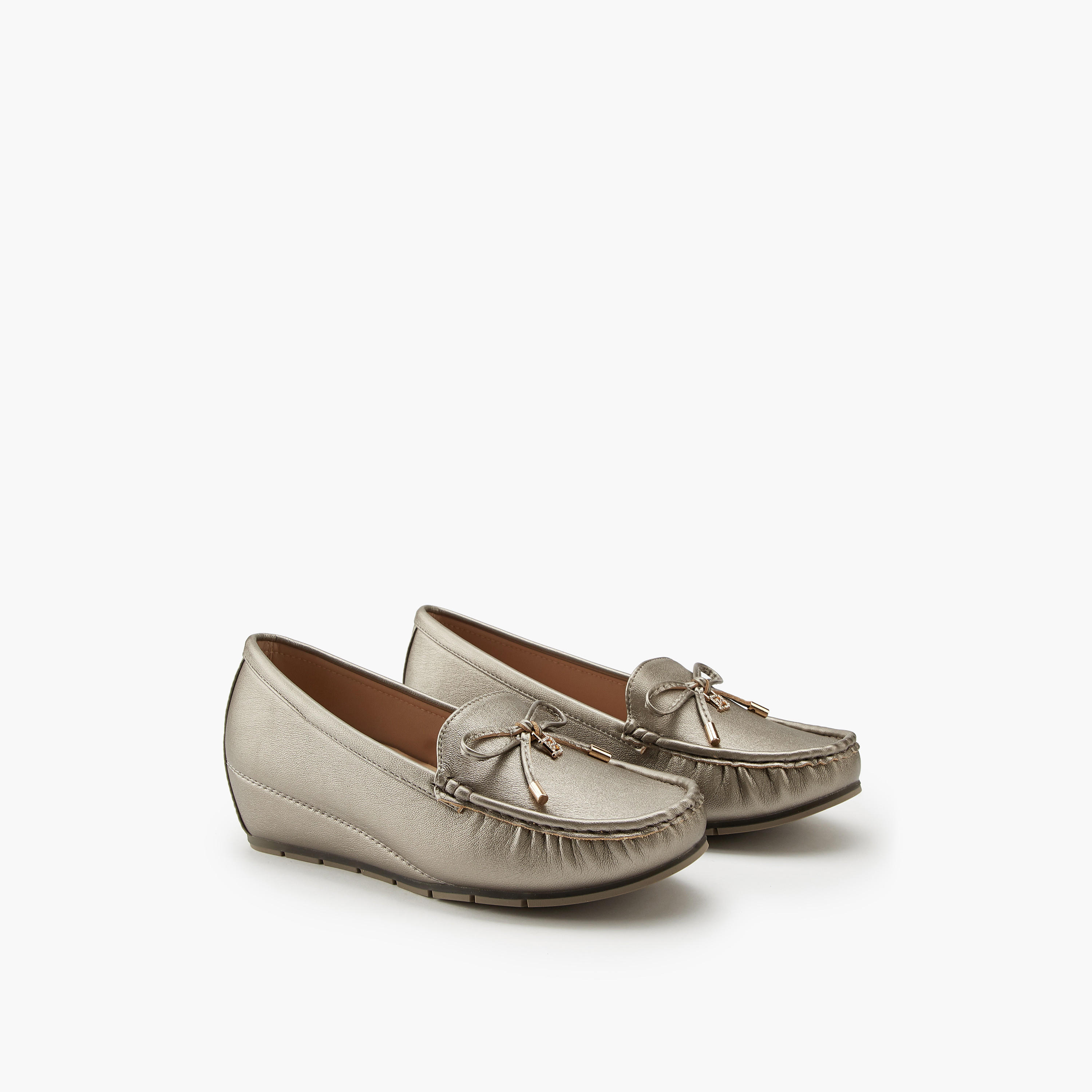 Flora Bella Bow Detail Slip-On Wedge Loafers-women-shoes-loafersandmoccasins-image-1