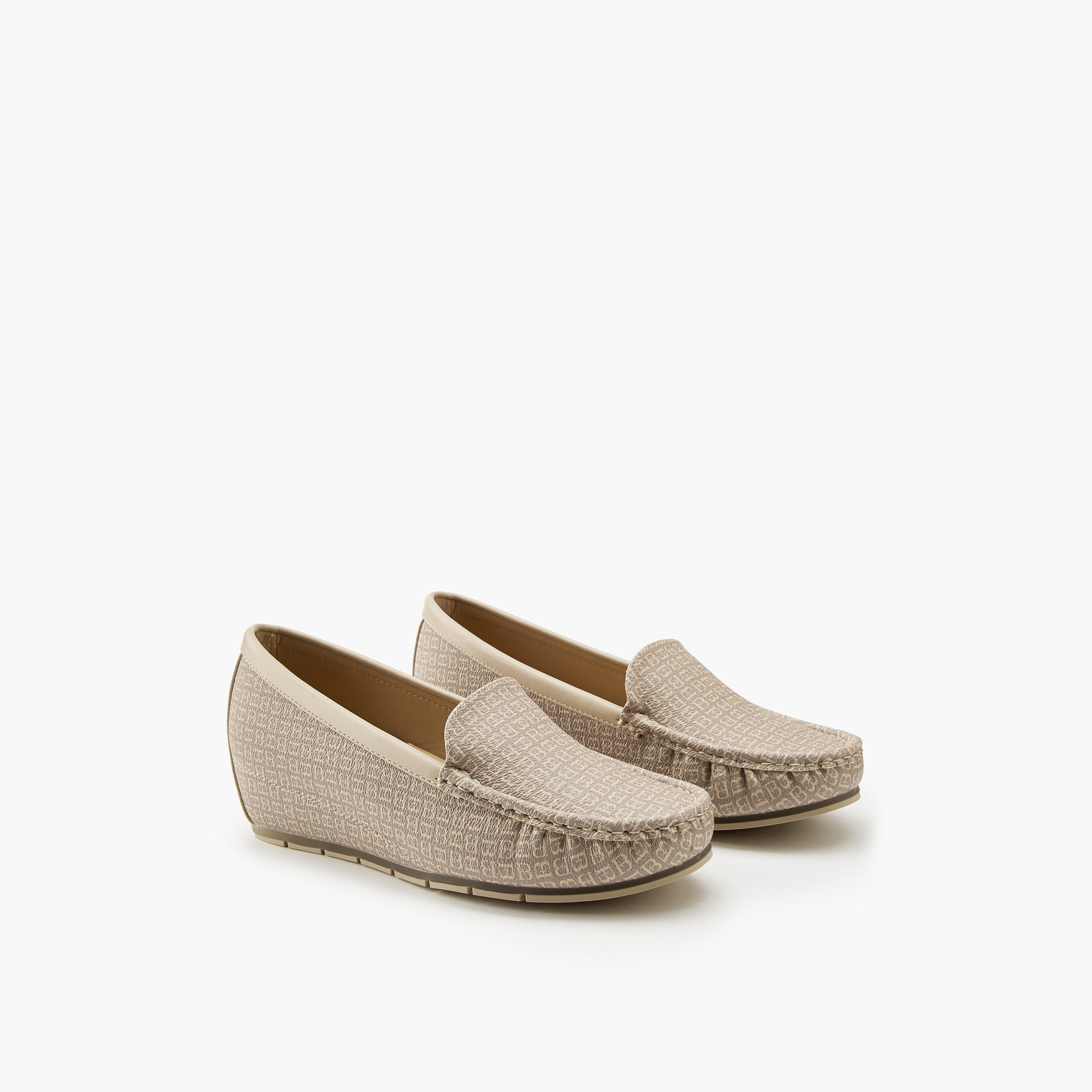 Flora Bella All-Over Monogram Print Slip-On Wedge Loafers-women-shoes-loafersandmoccasins-image-1