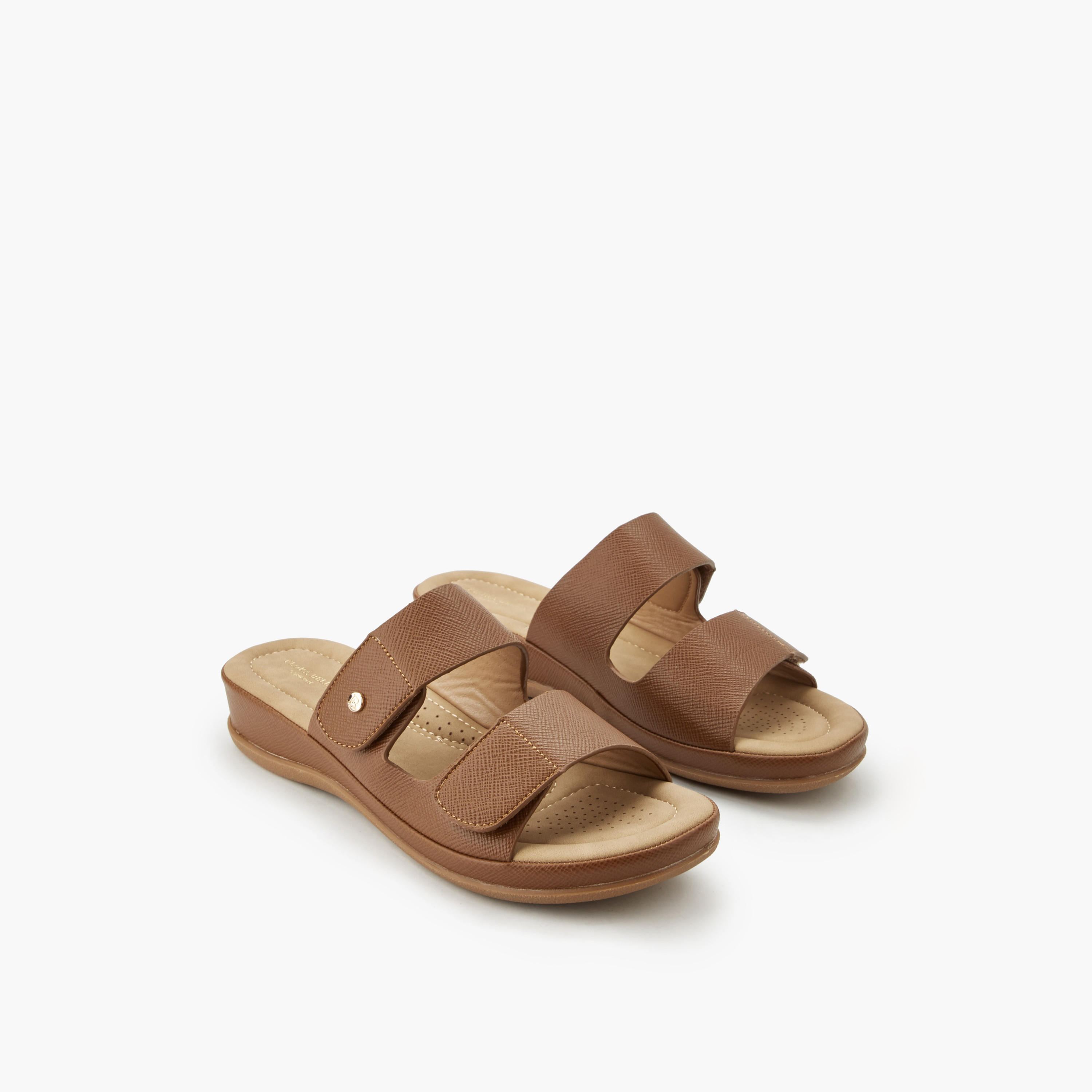 Flora Bella Women Textured Hook and Loop Strap Sandals-women-shoes-flats-sandals-image-1