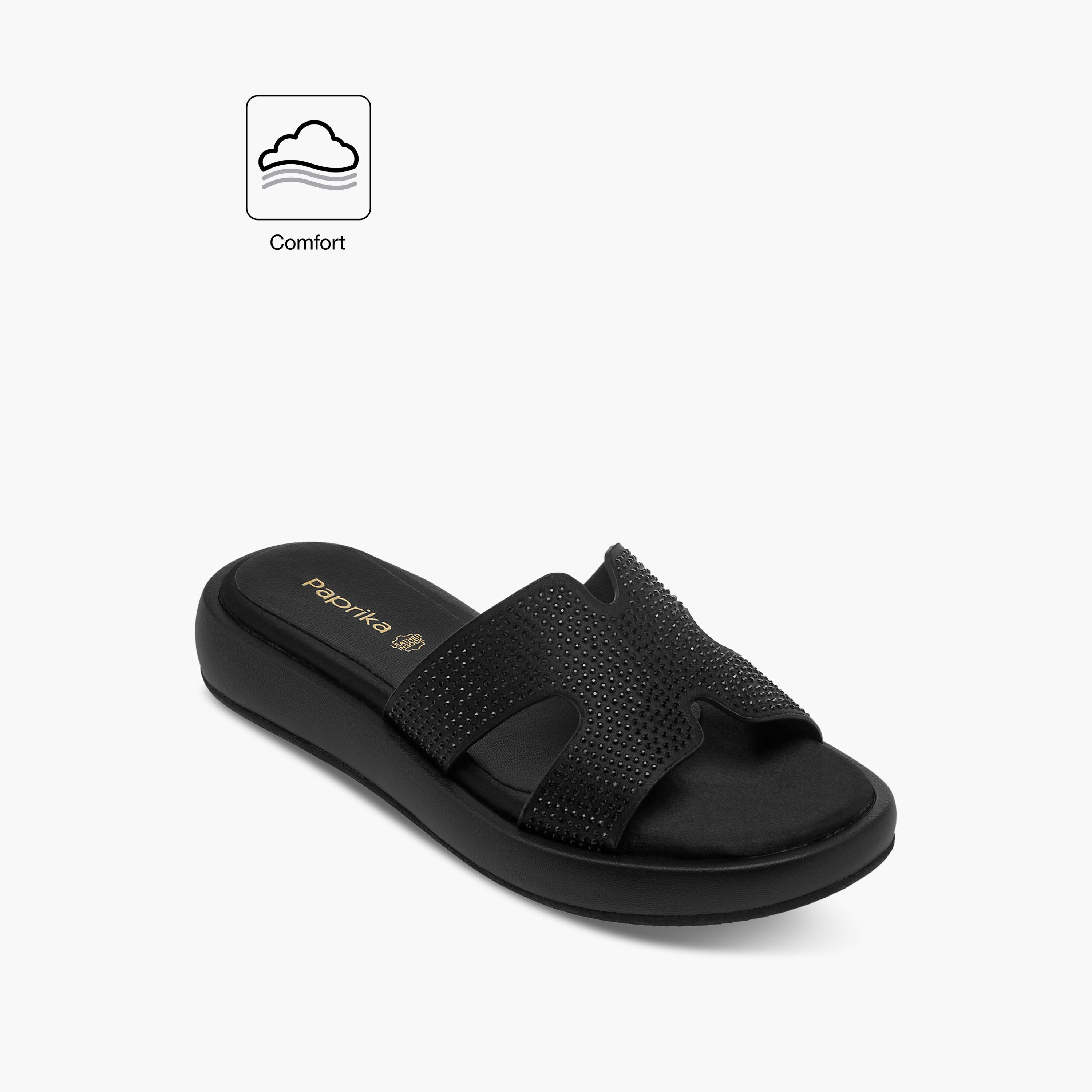 Paprika Embellished Slip-On Comfort Sandals-women-shoes-flats-sandals-image-2