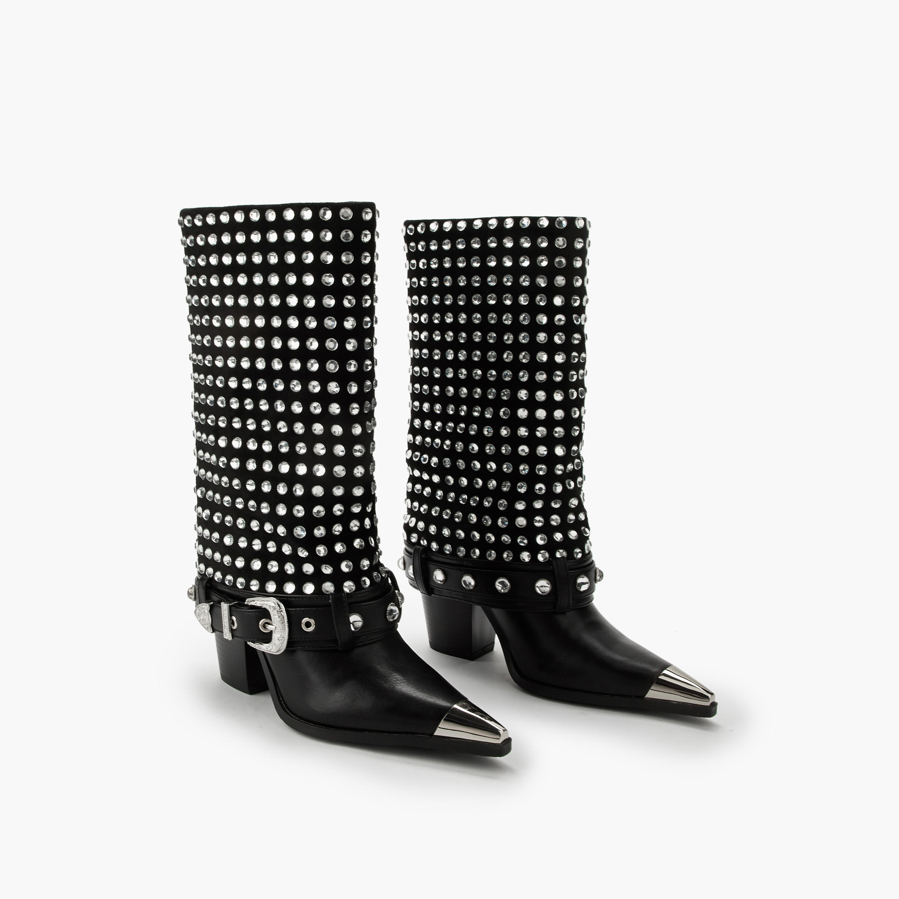 بوت شافت عالي مزين بكعب سميك للنساء من سيليست-women-shoes-boots-image-1