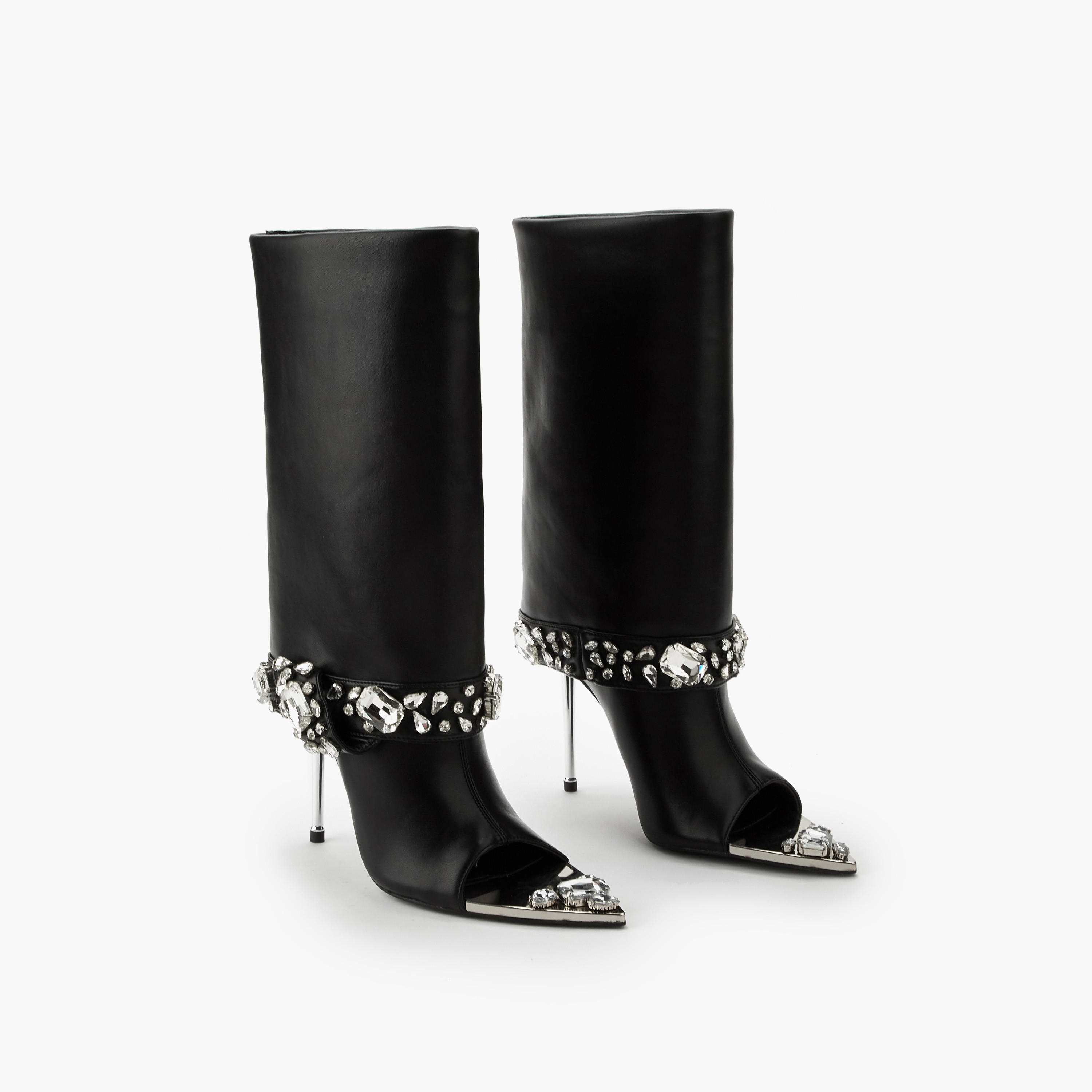 Celeste Women Studded Open Toe High Shaft Boots-women-shoes-boots-image-1