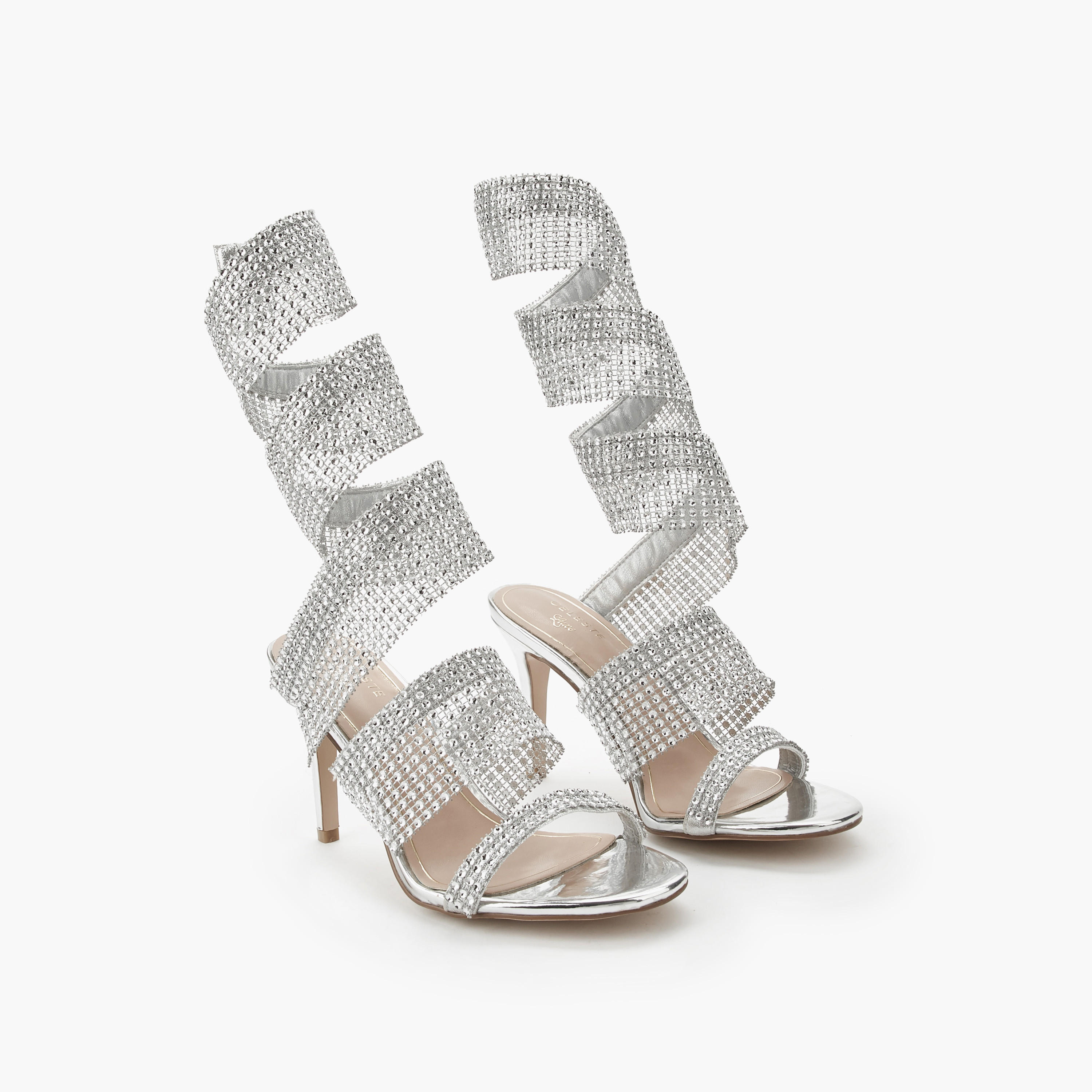 صندل بتفاصيل أحزمة مرصّعة للنساء من سيليست-women-shoes-sandals-heeled-image-1