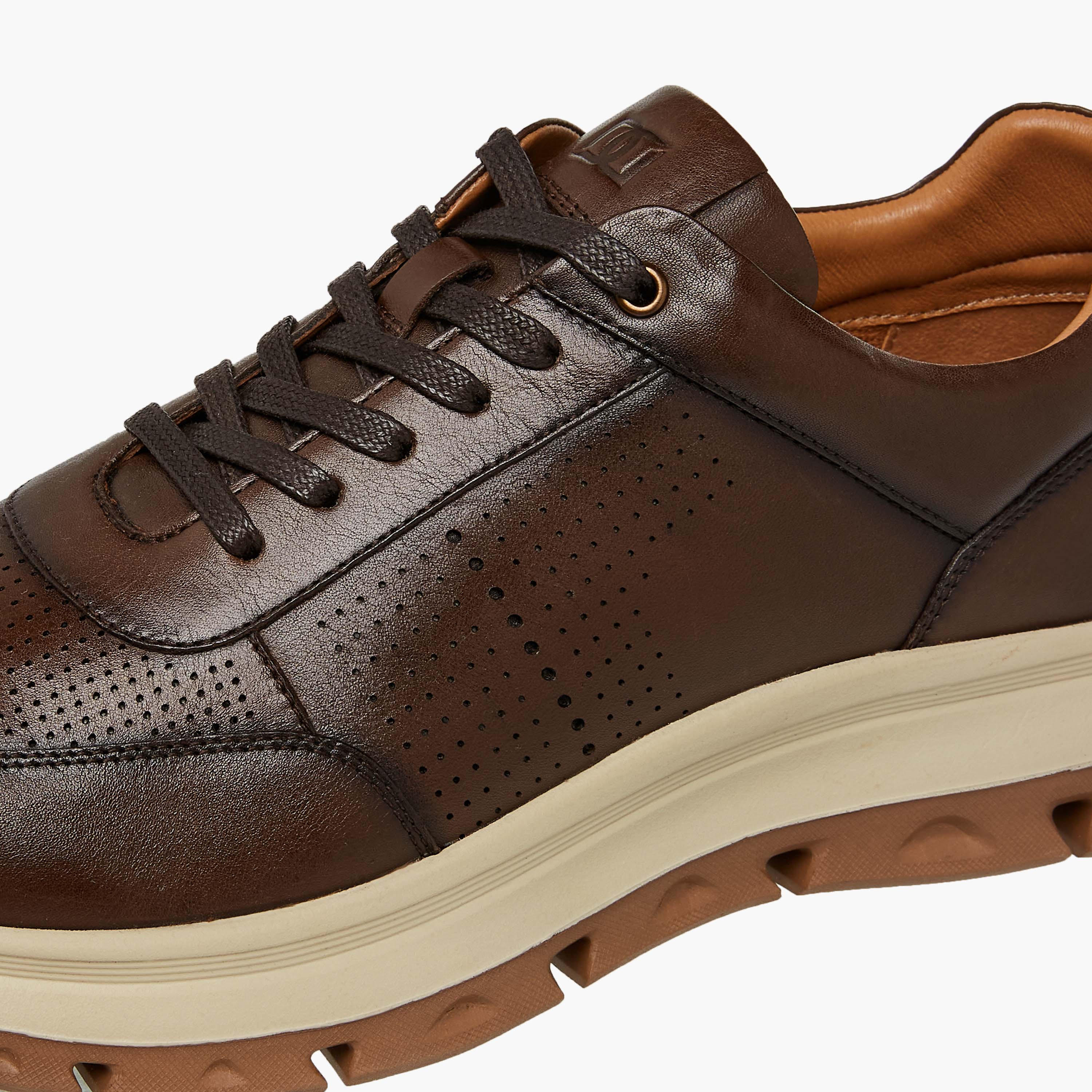 Duchini Men Perforated Lace-Up Leather Sneakers-men-shoes-sneakers-image-4