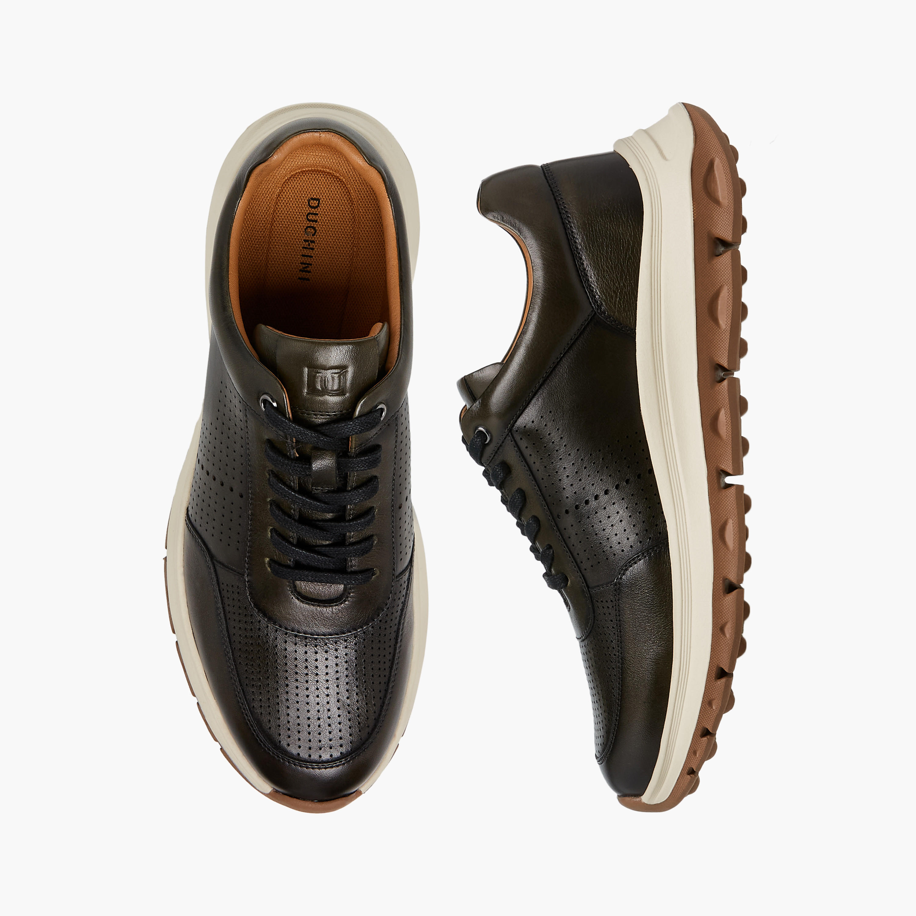 Duchini Men Perforated Lace-Up Leather Sneakers-men-shoes-sneakers-image-1