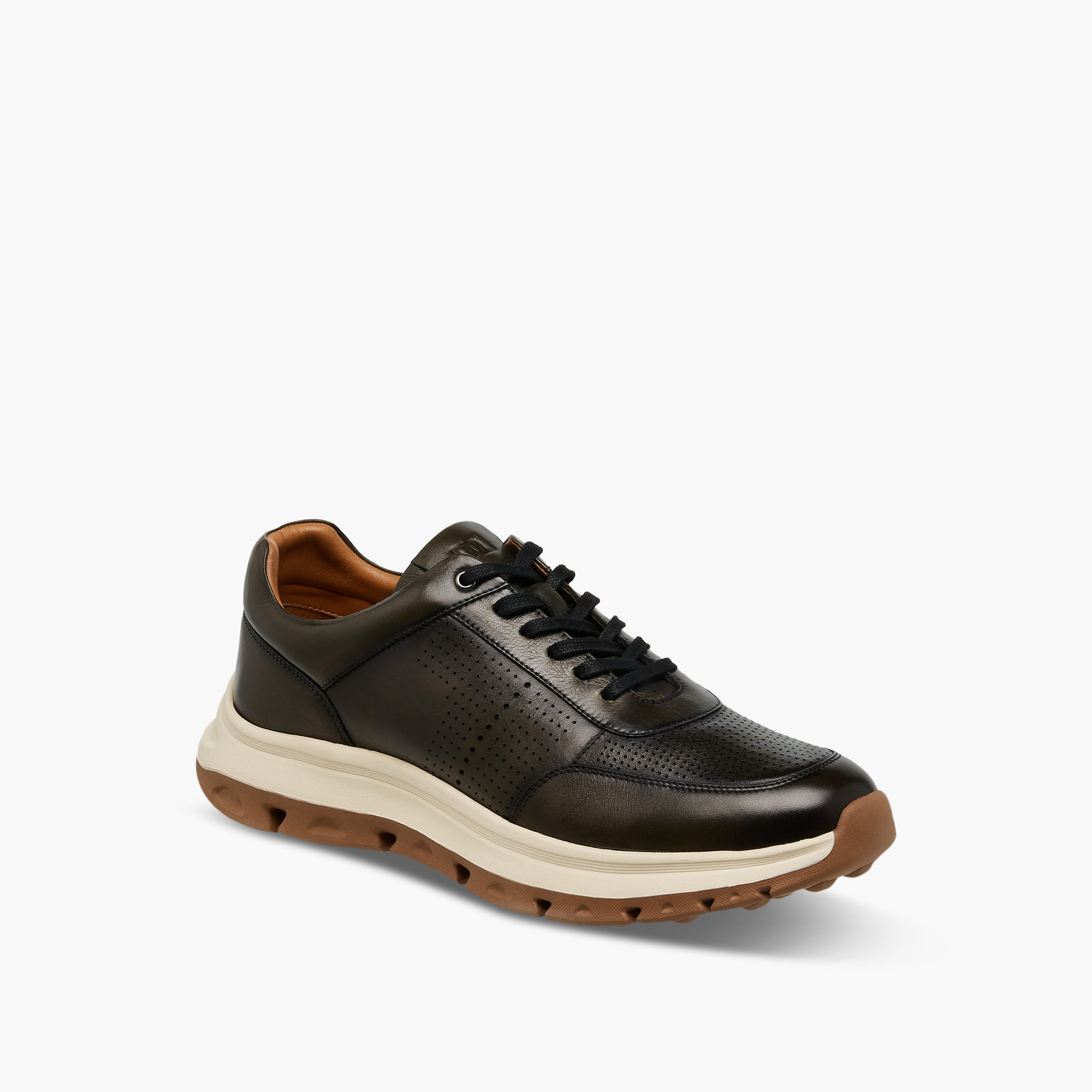 Duchini Men Perforated Lace-Up Leather Sneakers-men-shoes-sneakers-image-2