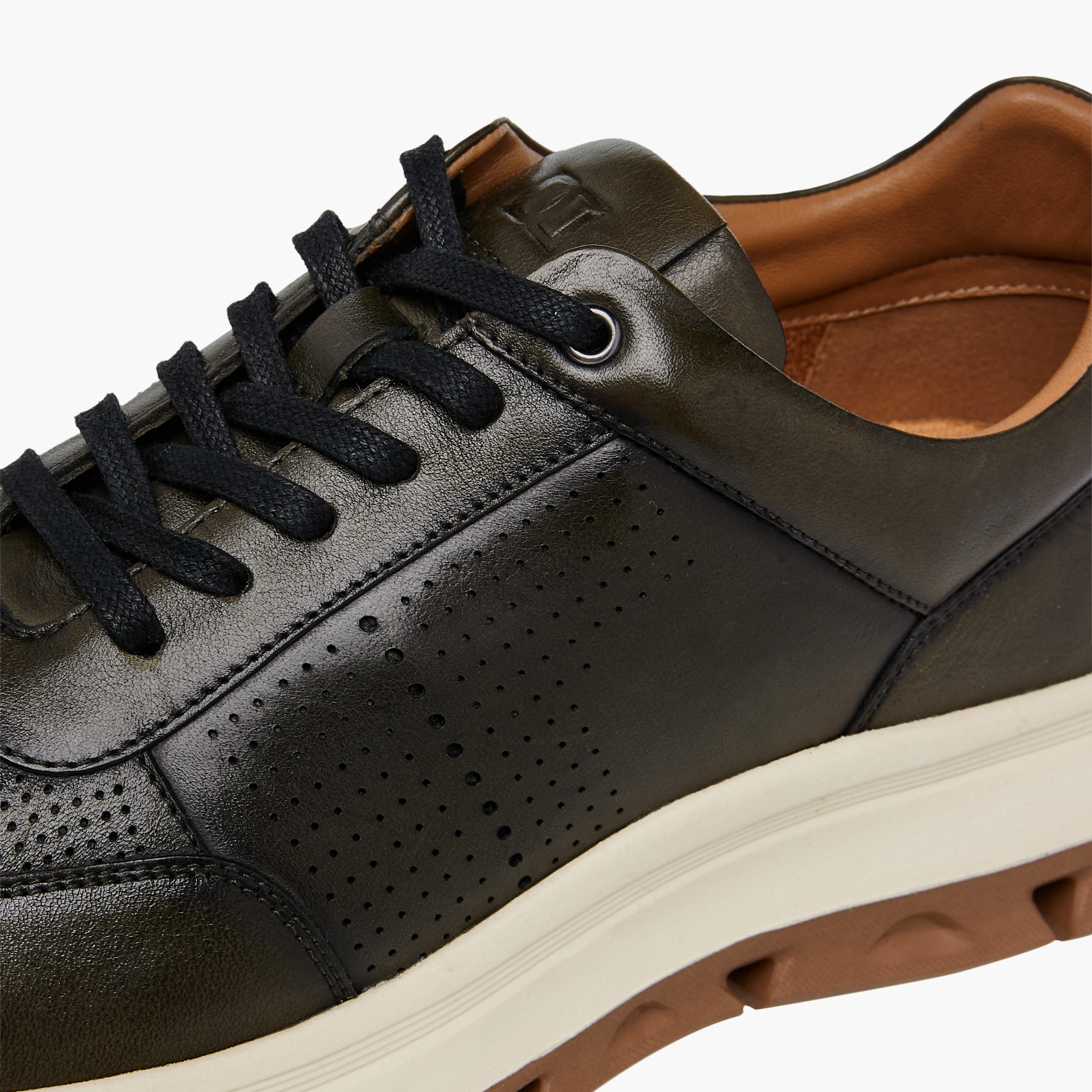 Duchini Men Perforated Lace-Up Leather Sneakers-men-shoes-sneakers-image-4
