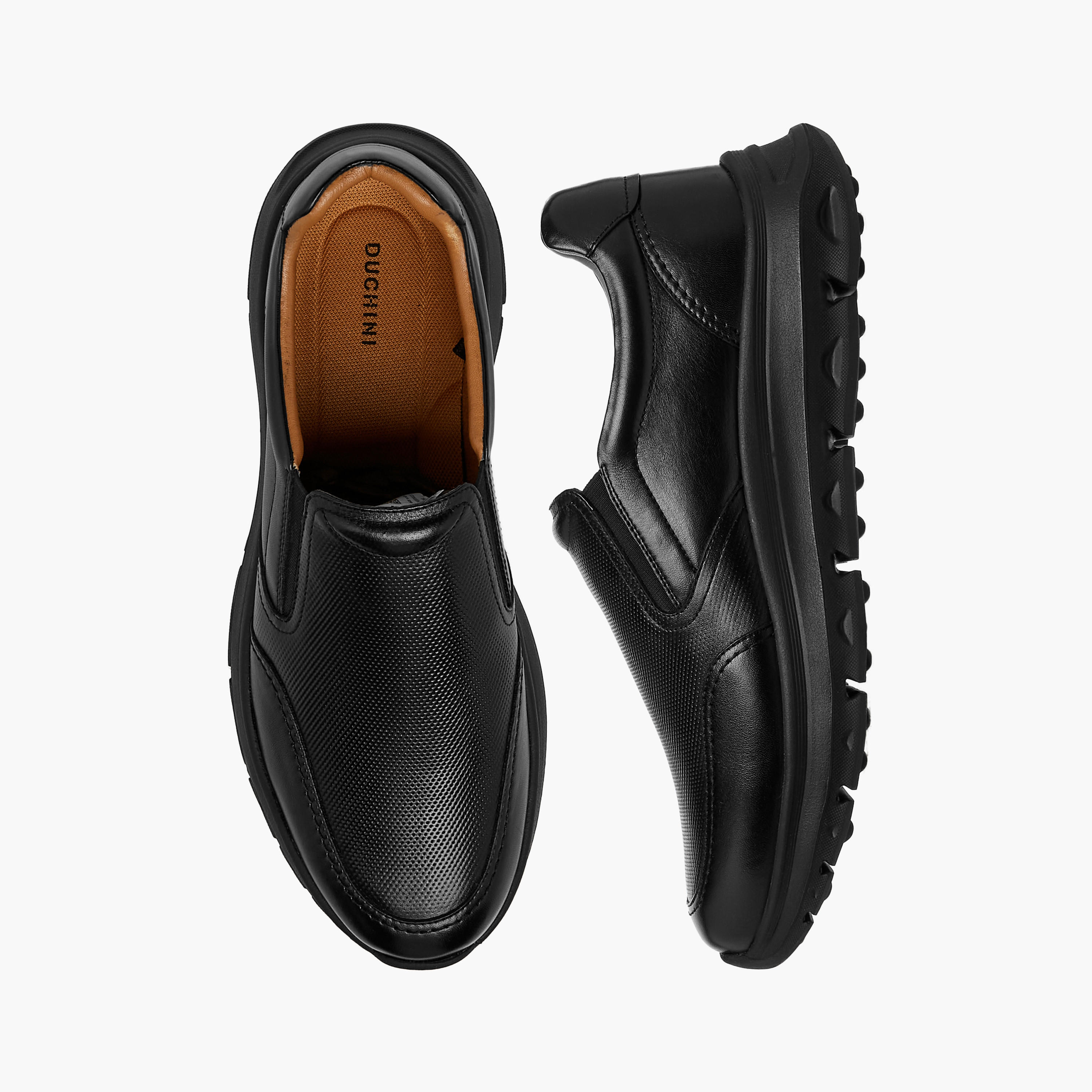 Duchini Men Textured Slip-On Leather Loafers-men-shoes-loafersandmoccasins-image-1