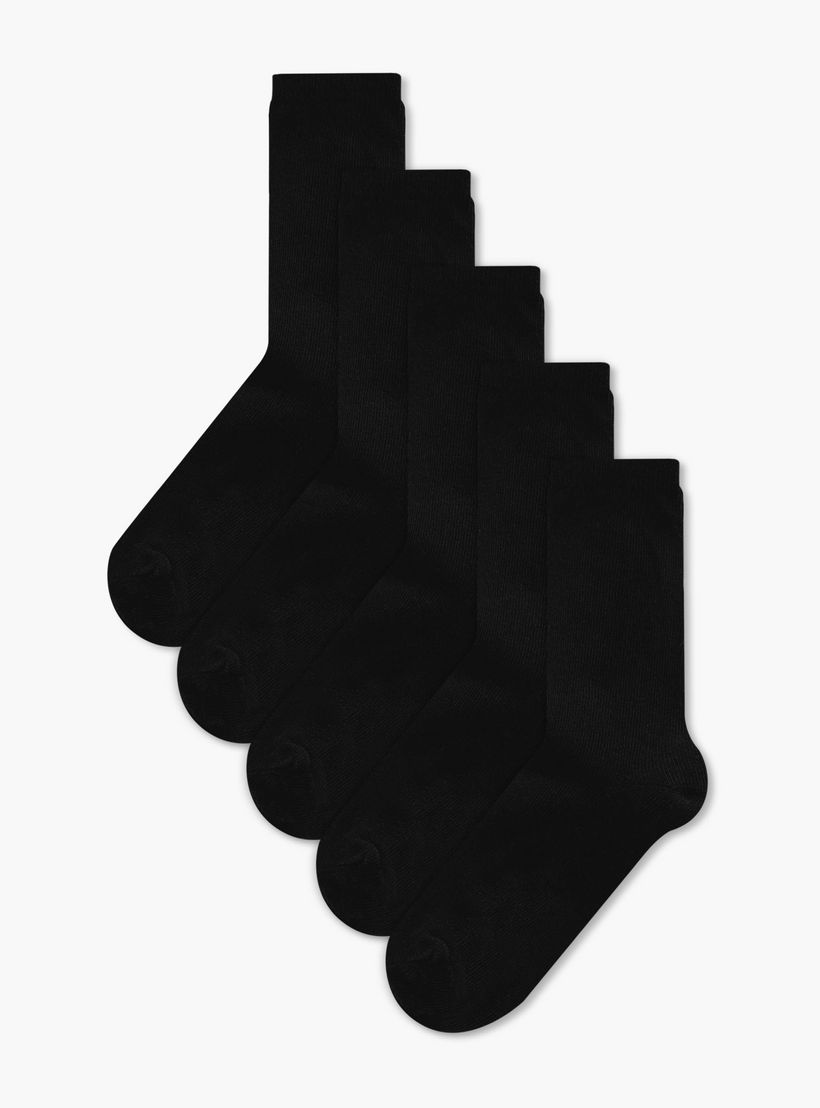 جوارب سادة بطول ربلة الساق - طقم من 5 أزواج-girls-accessories-socks-image-1