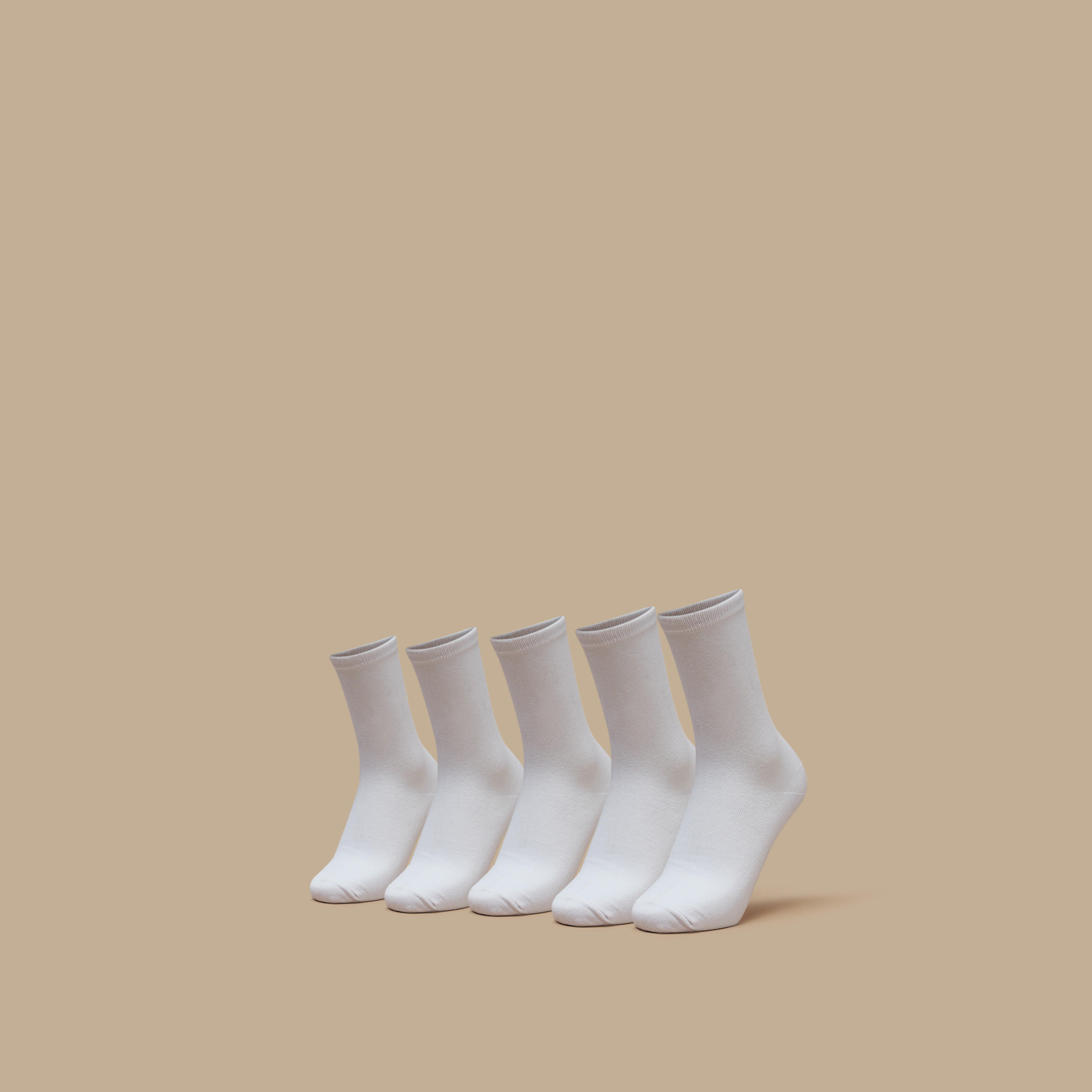Solid Crew Length Socks - Set of 5-girls-accessories-socks-image-1