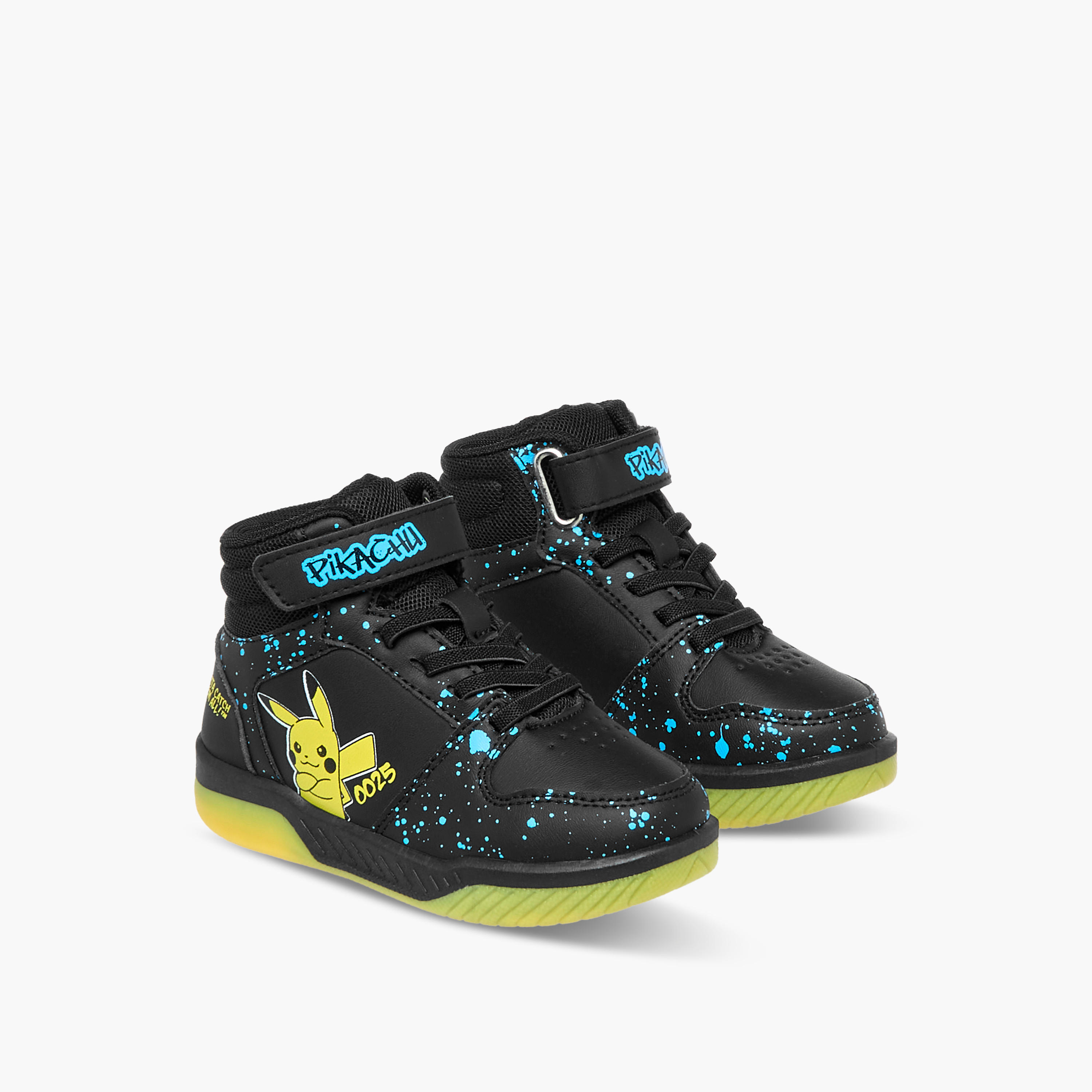 Pokemon Pikachu Print High-Top Sneakers with Hook and Loop Closure-boys-shoes-sneakers-image-1