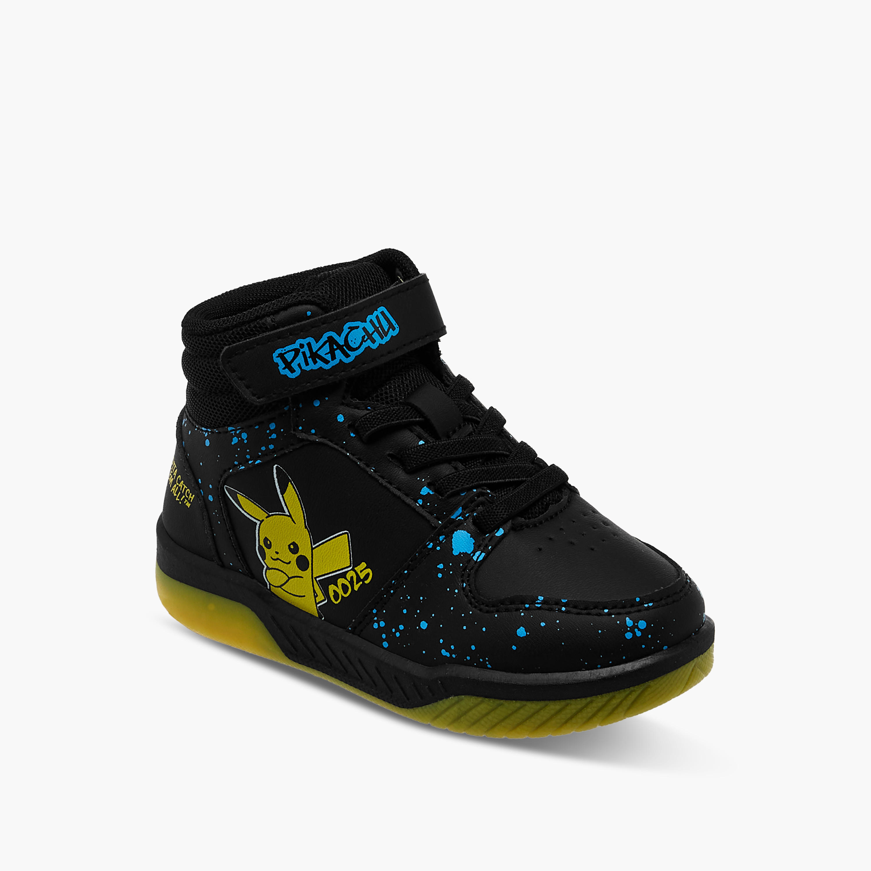 Pokemon Pikachu Print High-Top Sneakers with Hook and Loop Closure-boys-shoes-sneakers-image-2