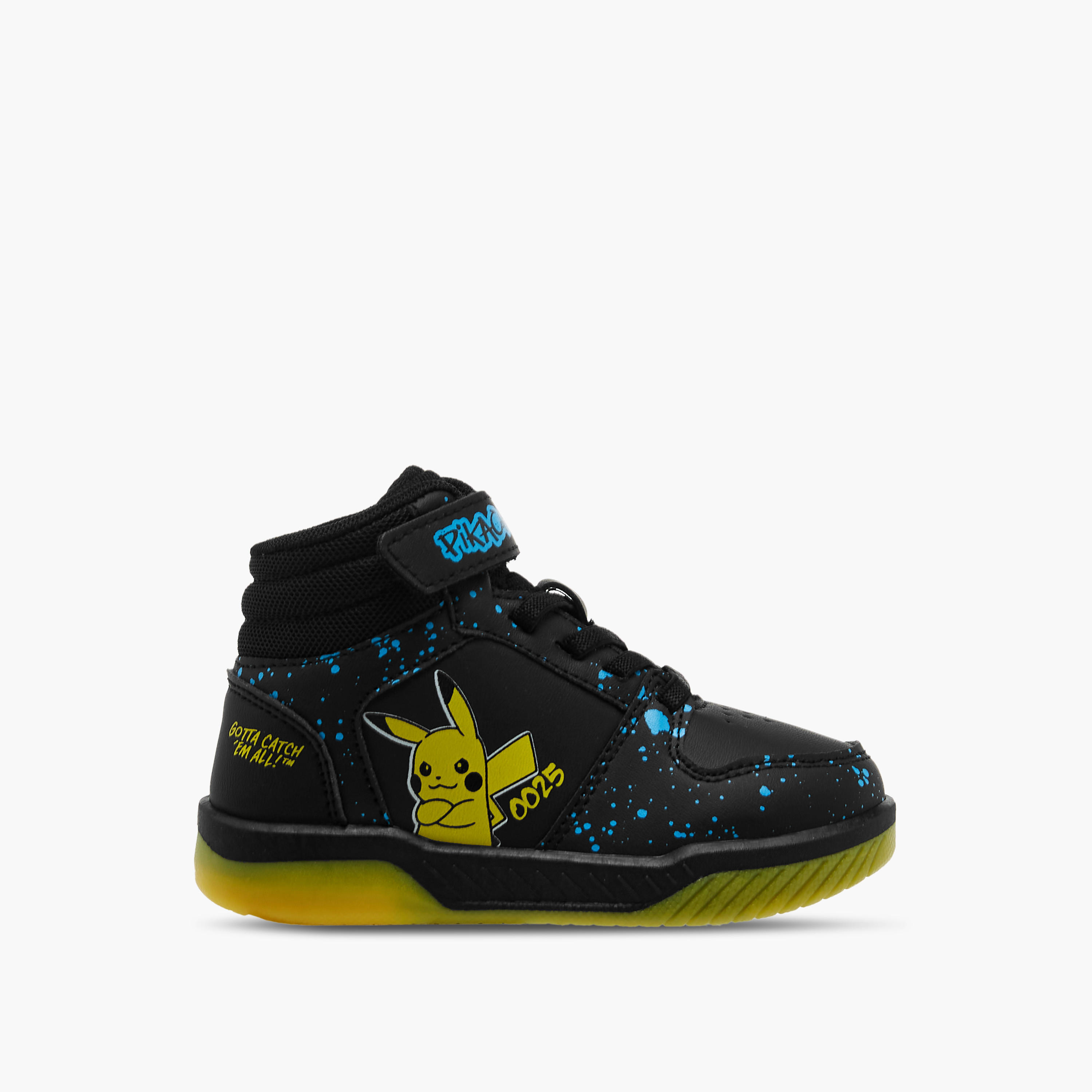 Pokemon Pikachu Print High-Top Sneakers with Hook and Loop Closure-boys-shoes-sneakers-image-3