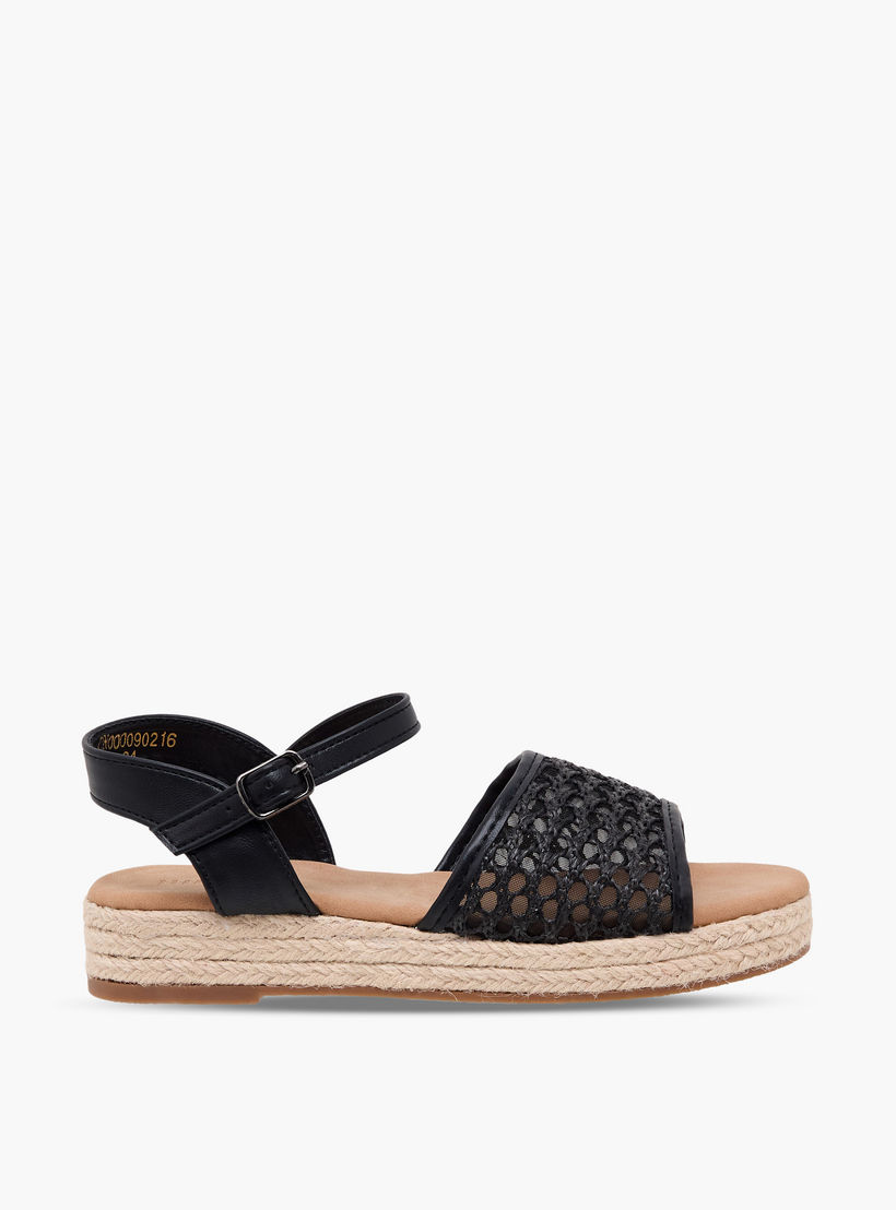Peppermint Girls Mesh Detail Buckle Closure Espadrille Sandals-girls-shoes-sandals-image-2