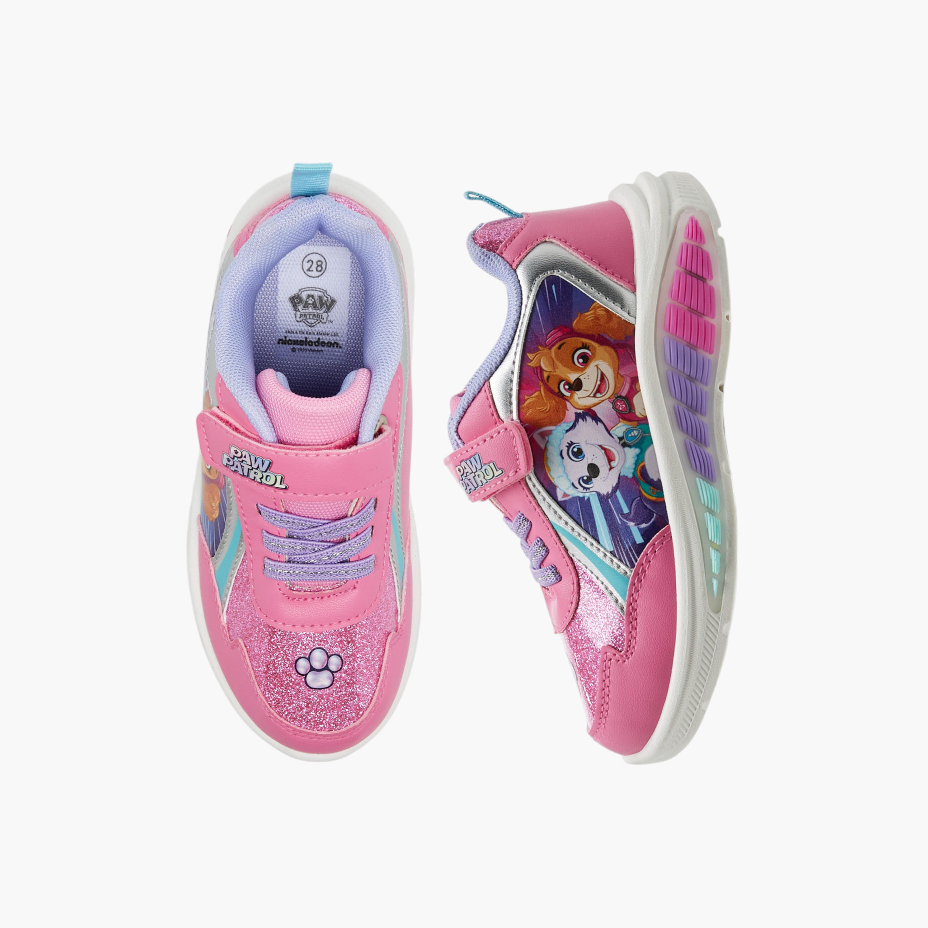 Paw Patrol Printed Light-Up Sneakers with Hook and Loop Closure-girls-shoes-sneakers-image-1