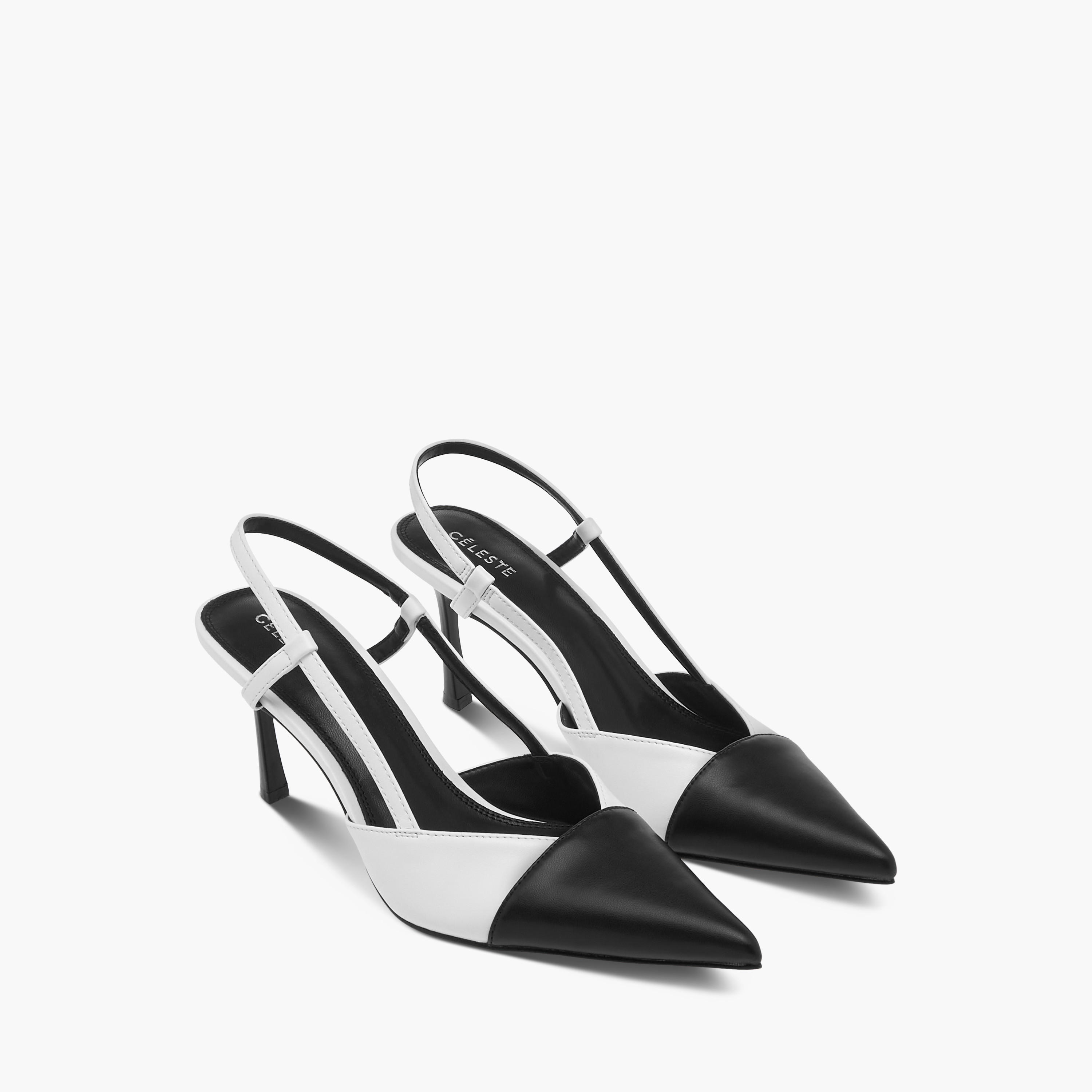 Celeste Women's Panelled Pointed Toe Slingback Shoes with Stiletto Heels-women-shoes-heels-image-1
