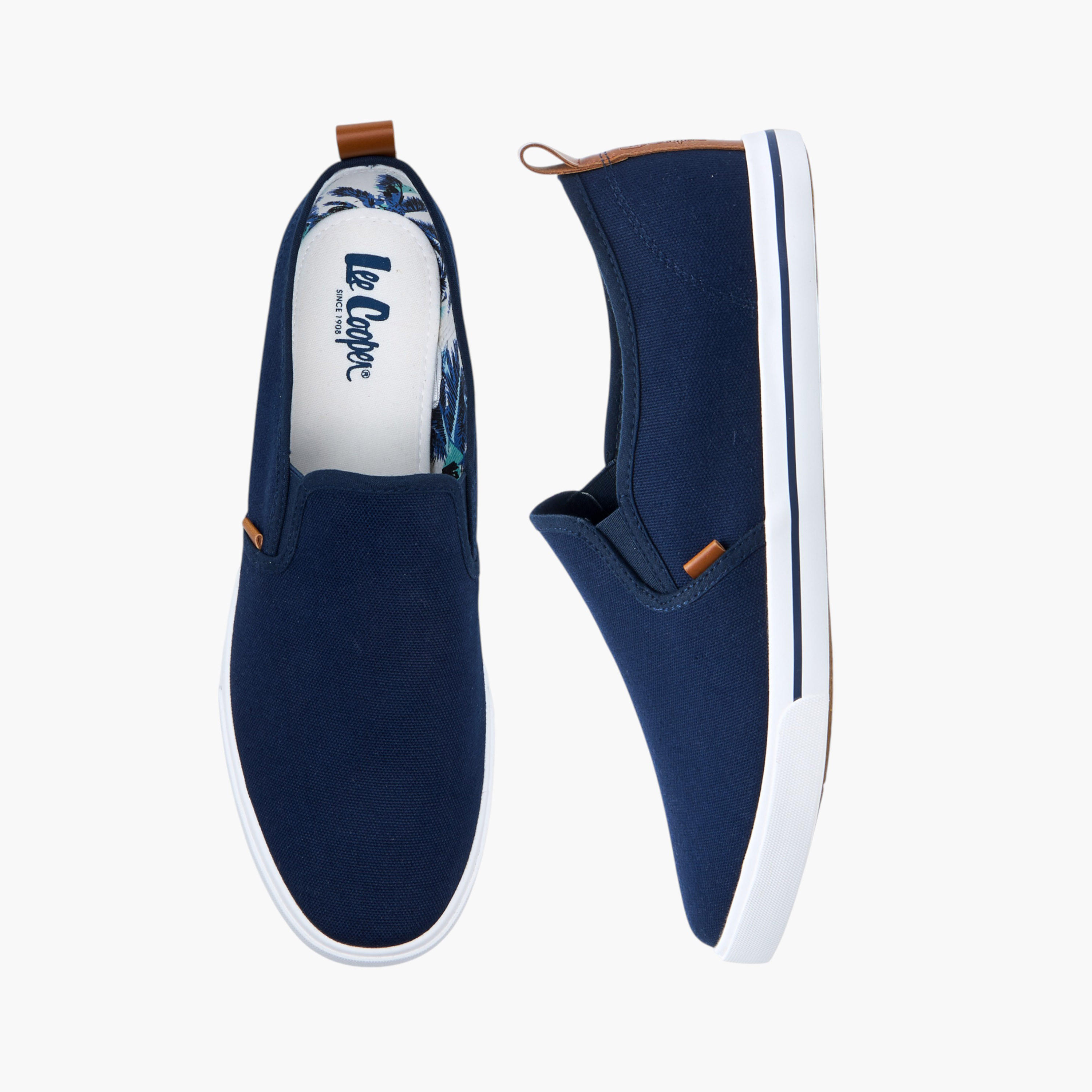 Lee Cooper Men's Solid Slip-On Sneakers with Pull Tab-men-shoes-sneakers-image-1