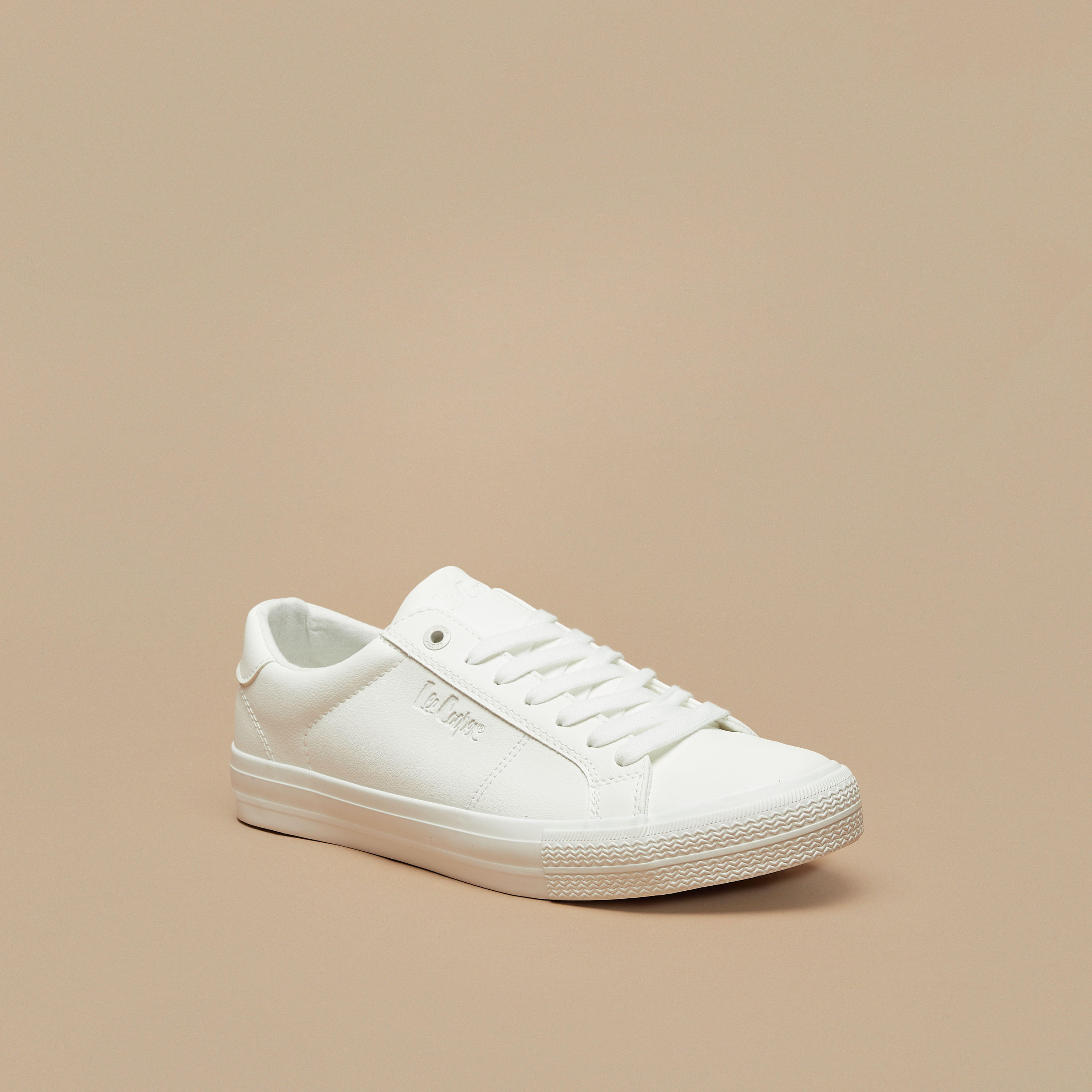 Lee Cooper Men's Monotone Low Ankle Sneakers with Lace-Up Closure-men-shoes-sneakers-image-1