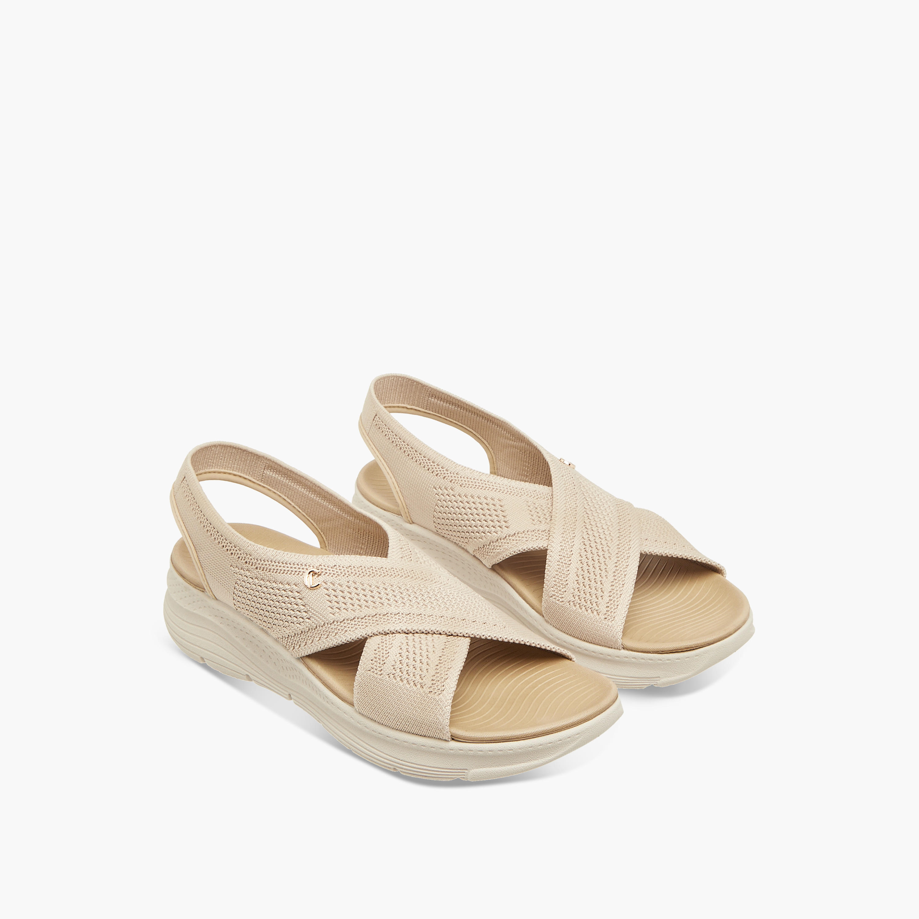 Le Confort Flyknit Textured Cross Strap Comfort Sandals with Backstrap-women-shoes-flats-sandals-image-1